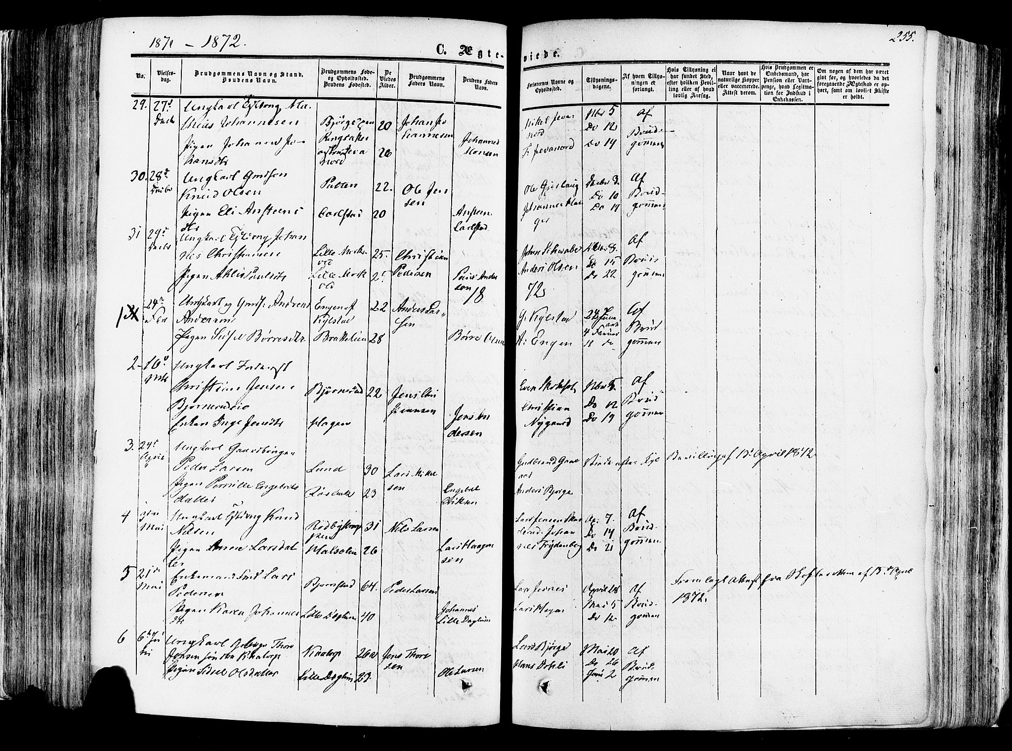 Vang prestekontor, Hedmark, SAH/PREST-008/H/Ha/Haa/L0013: Parish register (official) no. 13, 1855-1879, p. 255