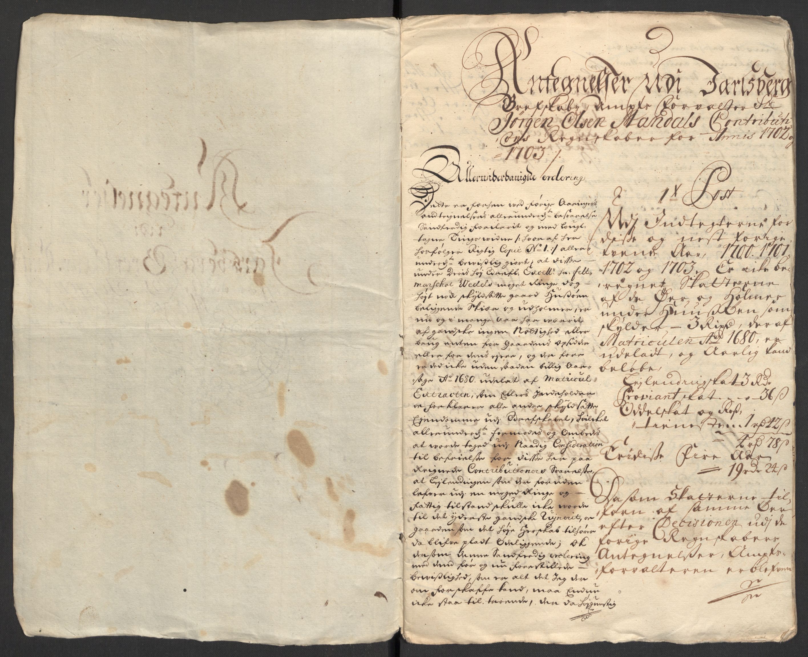 Rentekammeret inntil 1814, Reviderte regnskaper, Fogderegnskap, RA/EA-4092/R32/L1871: Fogderegnskap Jarlsberg grevskap, 1703-1705, p. 141