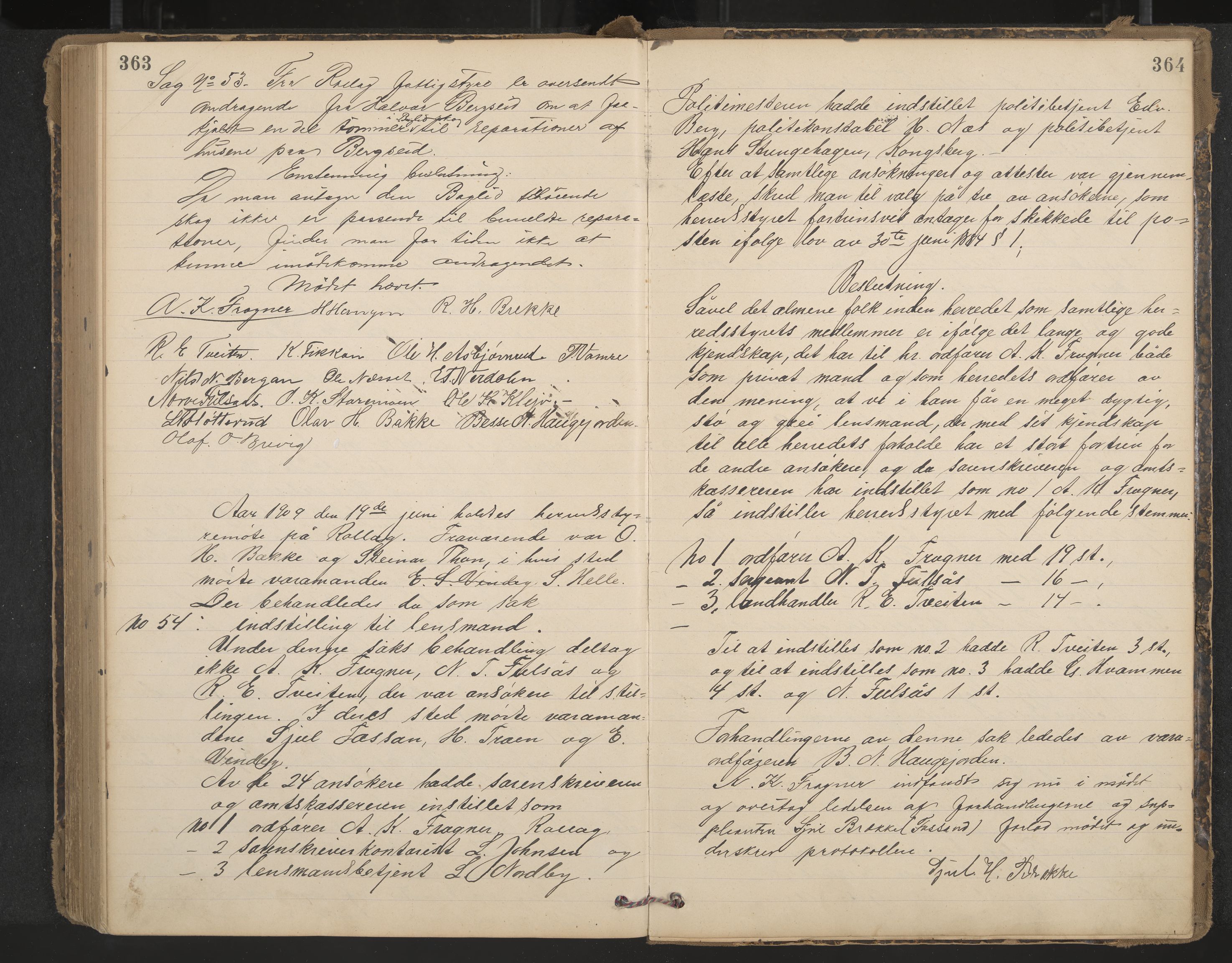 Rollag formannskap og sentraladministrasjon, IKAK/0632021-2/A/Aa/L0004: Møtebok, 1897-1909, p. 363-364