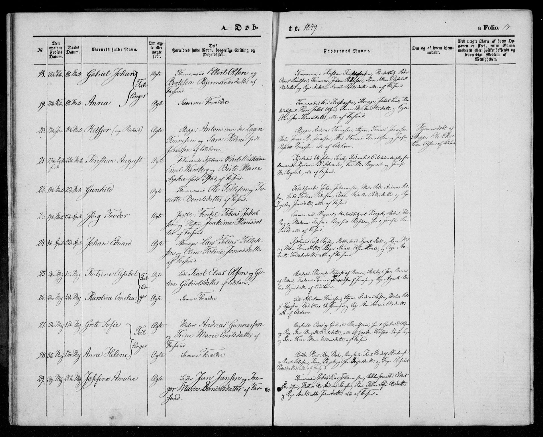 Farsund sokneprestkontor, AV/SAK-1111-0009/F/Fa/L0004: Parish register (official) no. A 4, 1847-1863, p. 14