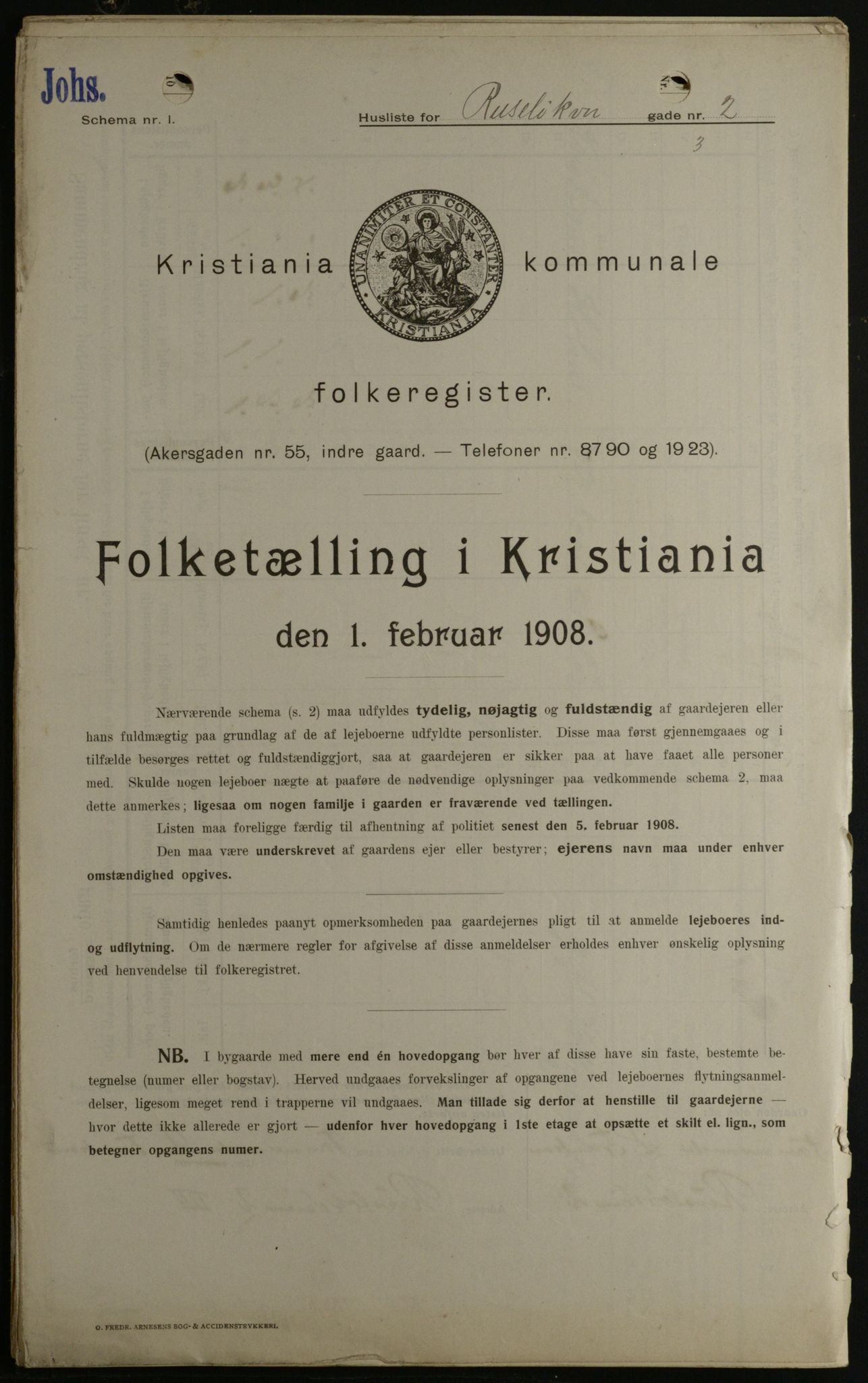 OBA, Municipal Census 1908 for Kristiania, 1908, p. 76194