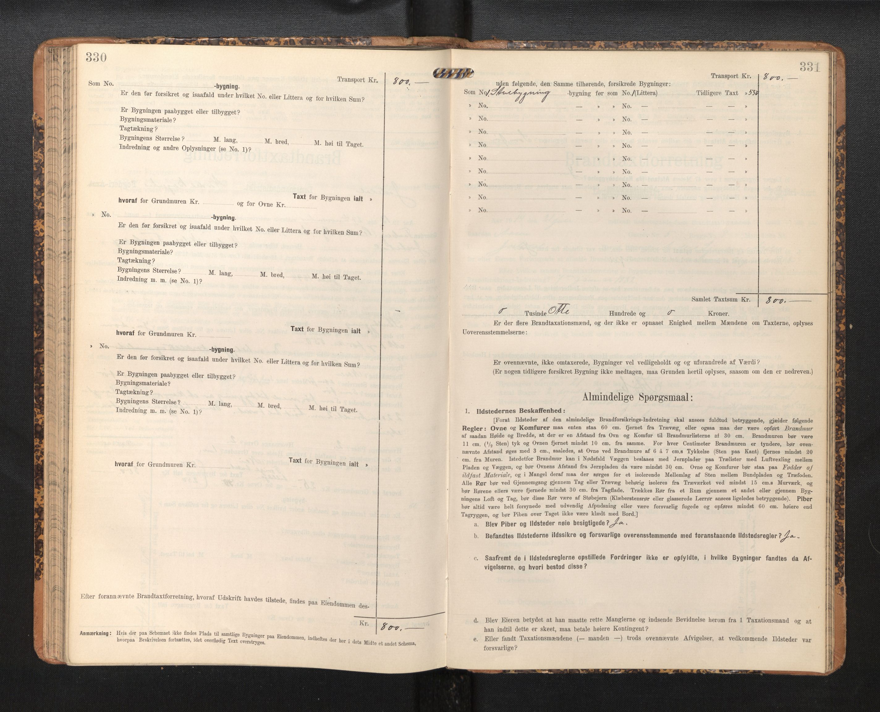 Lensmannen i Jostedal, AV/SAB-A-28601/0012/L0004: Branntakstprotokoll, skjematakst, 1906-1919, p. 330-331