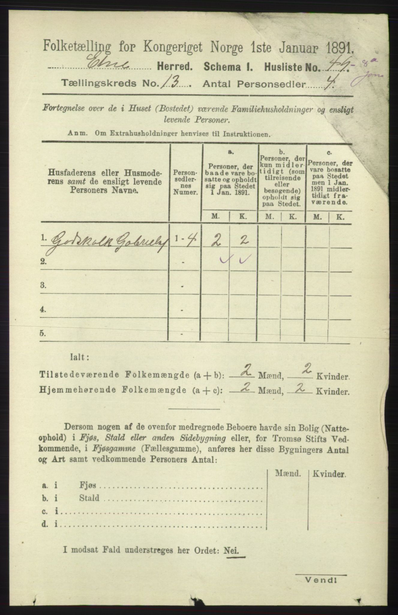 RA, 1891 census for 1211 Etne, 1891, p. 2737