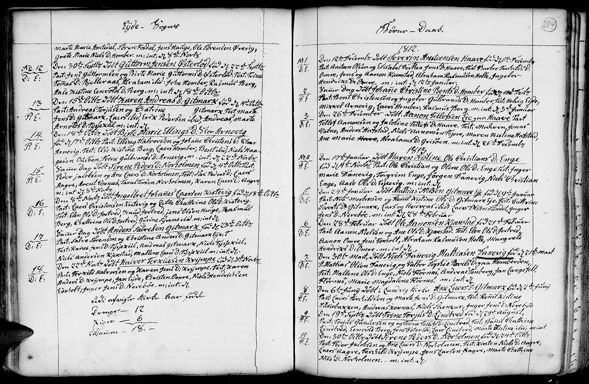 Hommedal sokneprestkontor, SAK/1111-0023/F/Fa/Fab/L0002: Parish register (official) no. A 2 /2, 1740-1823, p. 294
