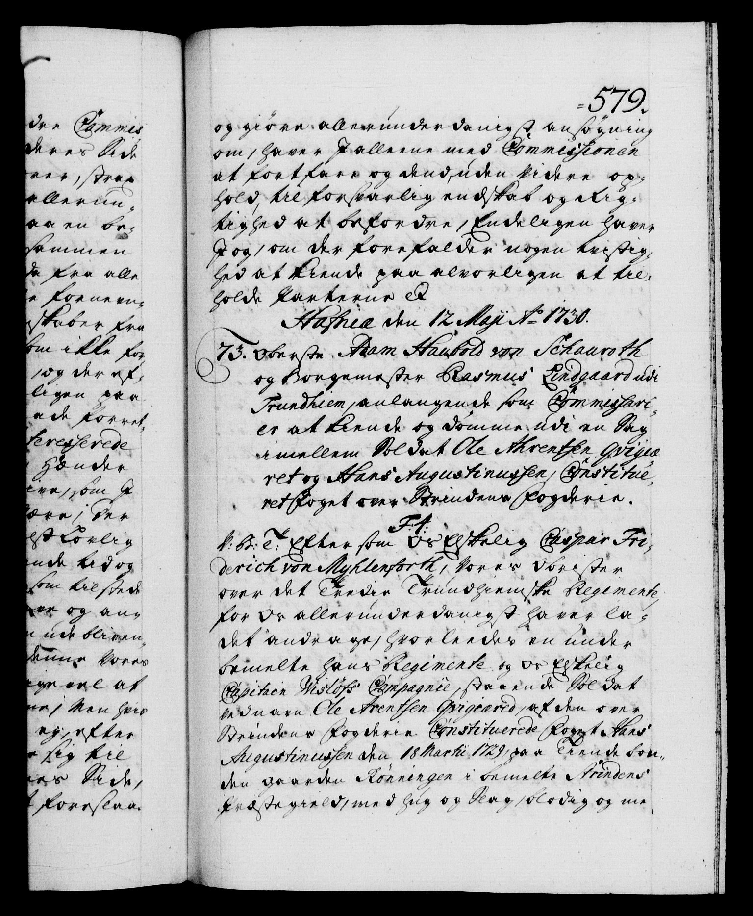 Danske Kanselli 1572-1799, AV/RA-EA-3023/F/Fc/Fca/Fcab/L0024: Norske tegnelser, 1728-1730, p. 579a