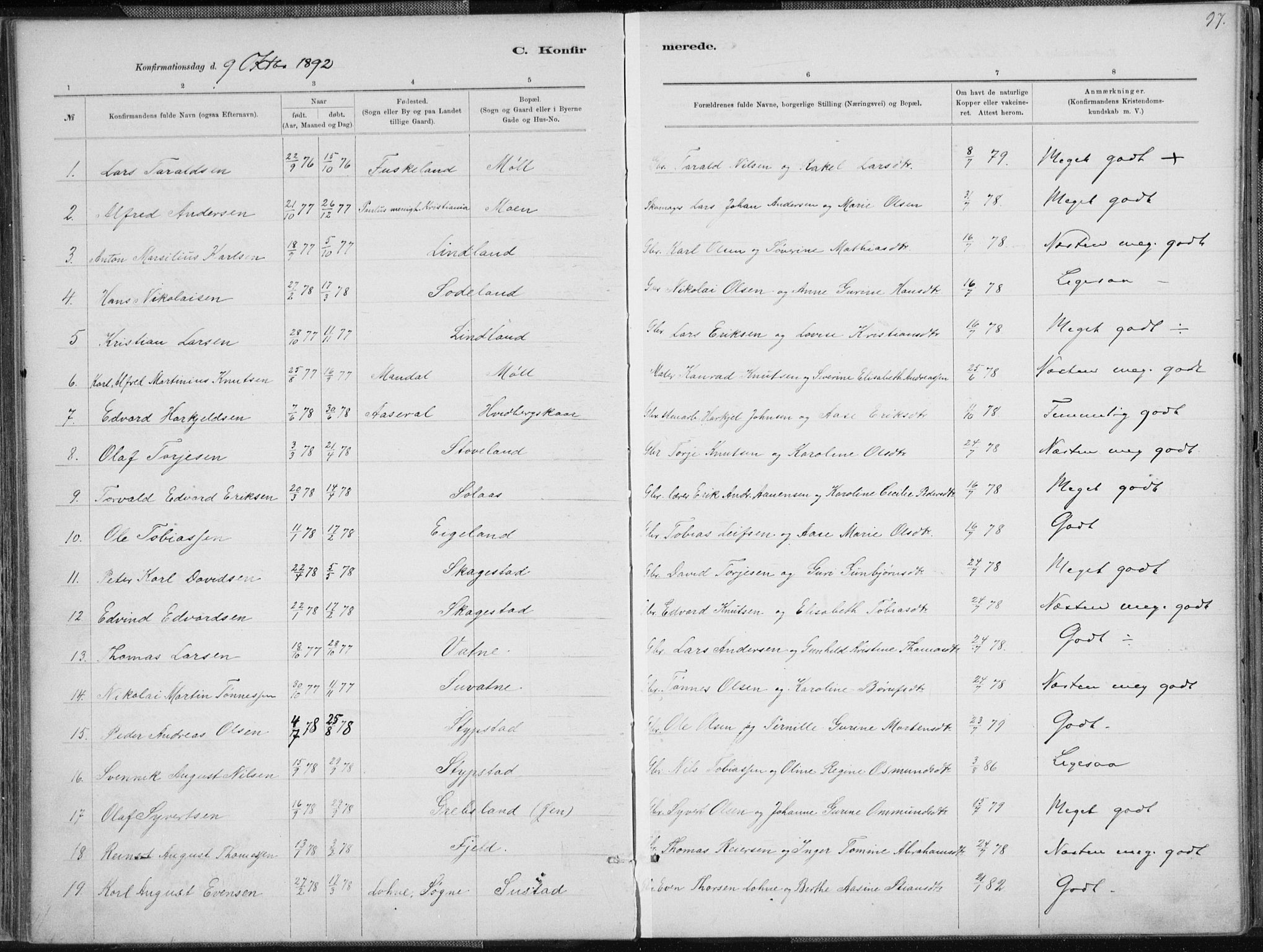 Holum sokneprestkontor, SAK/1111-0022/F/Fa/Faa/L0007: Parish register (official) no. A 7, 1884-1907, p. 97