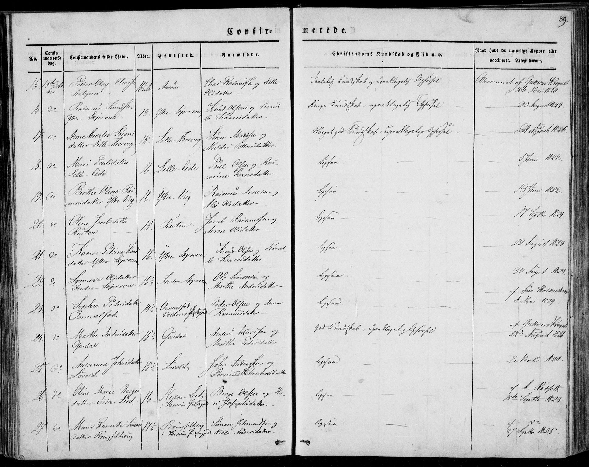 Ministerialprotokoller, klokkerbøker og fødselsregistre - Møre og Romsdal, AV/SAT-A-1454/501/L0005: Parish register (official) no. 501A05, 1831-1844, p. 89