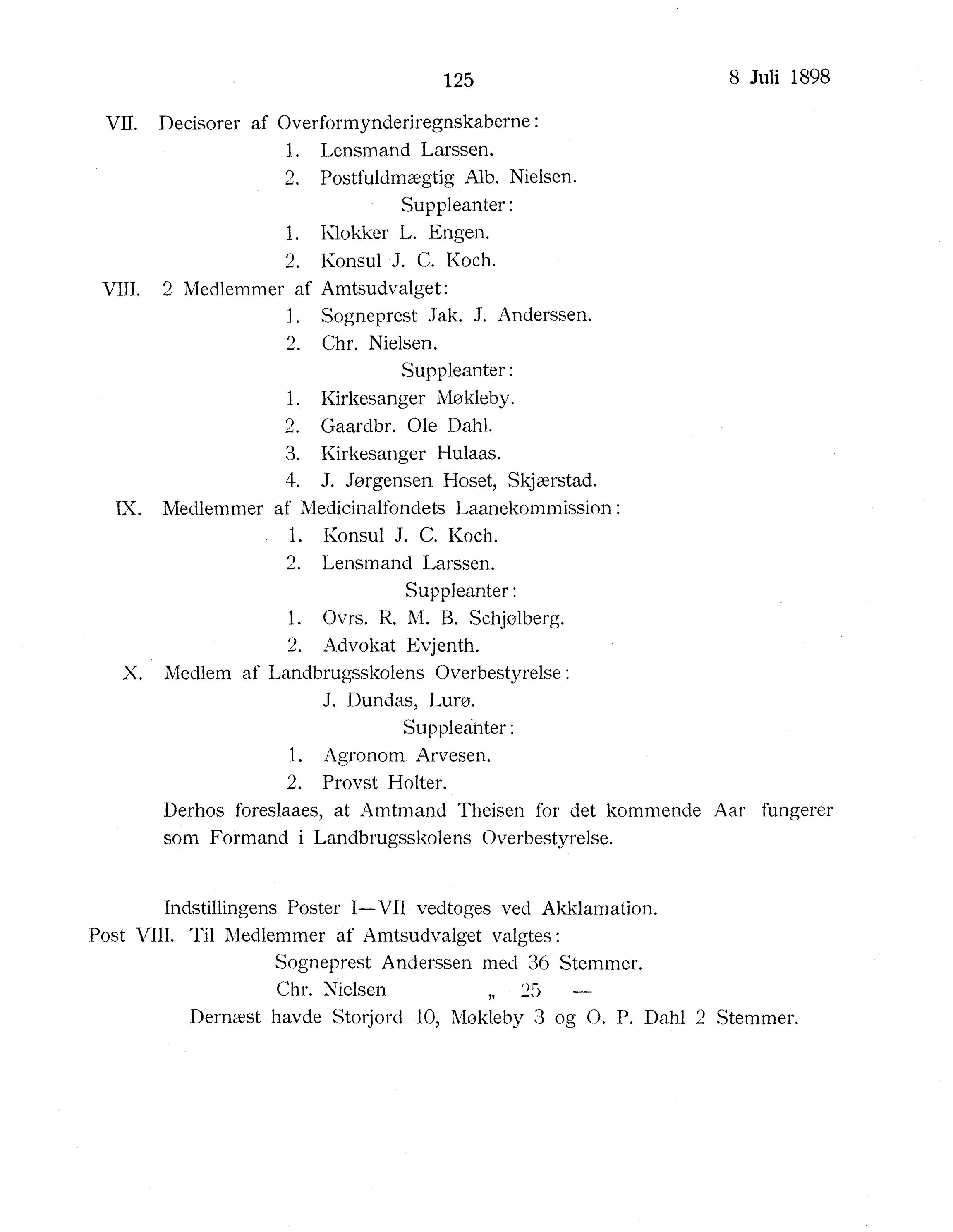 Nordland Fylkeskommune. Fylkestinget, AIN/NFK-17/176/A/Ac/L0021: Fylkestingsforhandlinger 1898, 1898