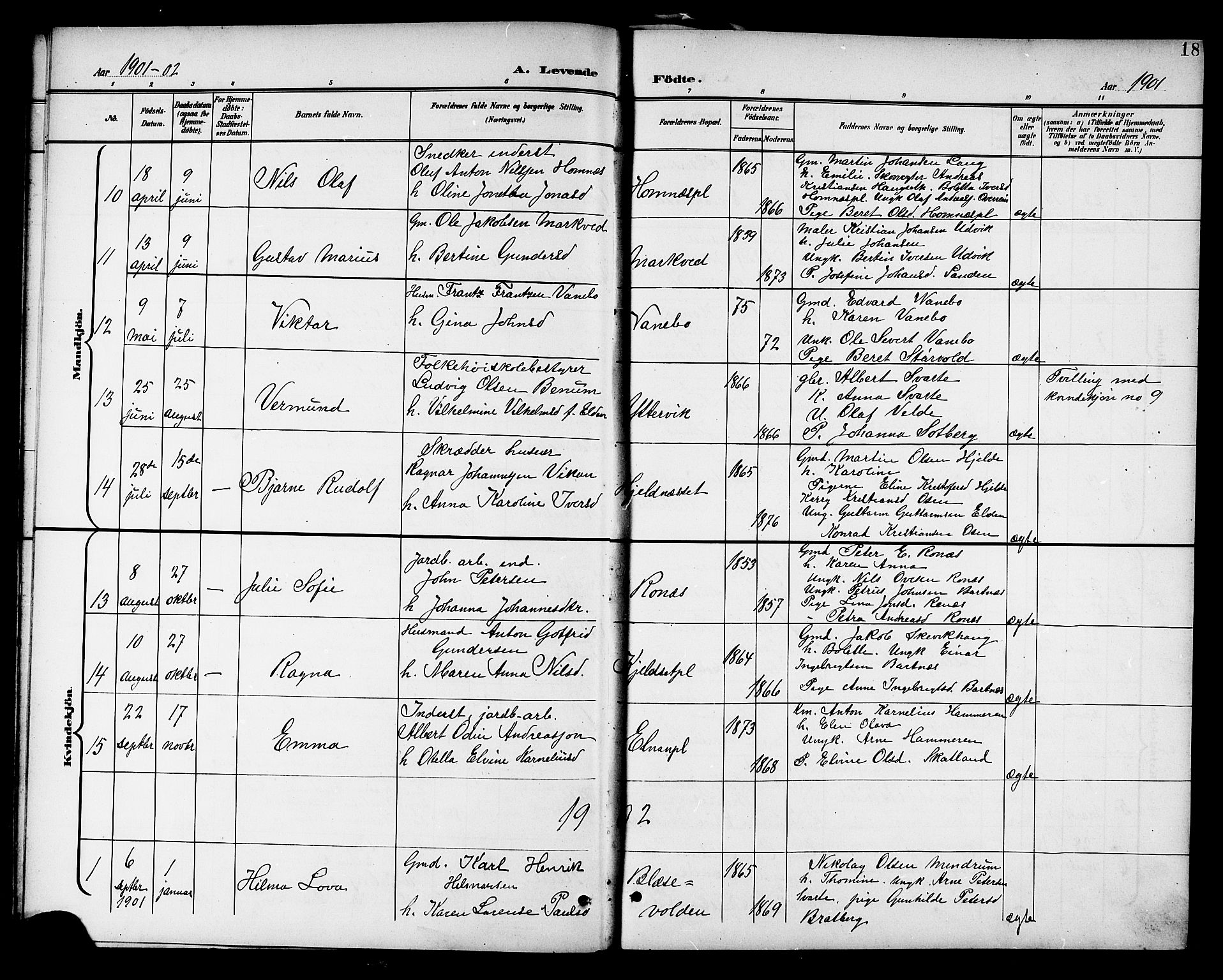 Ministerialprotokoller, klokkerbøker og fødselsregistre - Nord-Trøndelag, SAT/A-1458/741/L0401: Parish register (copy) no. 741C02, 1899-1911, p. 18