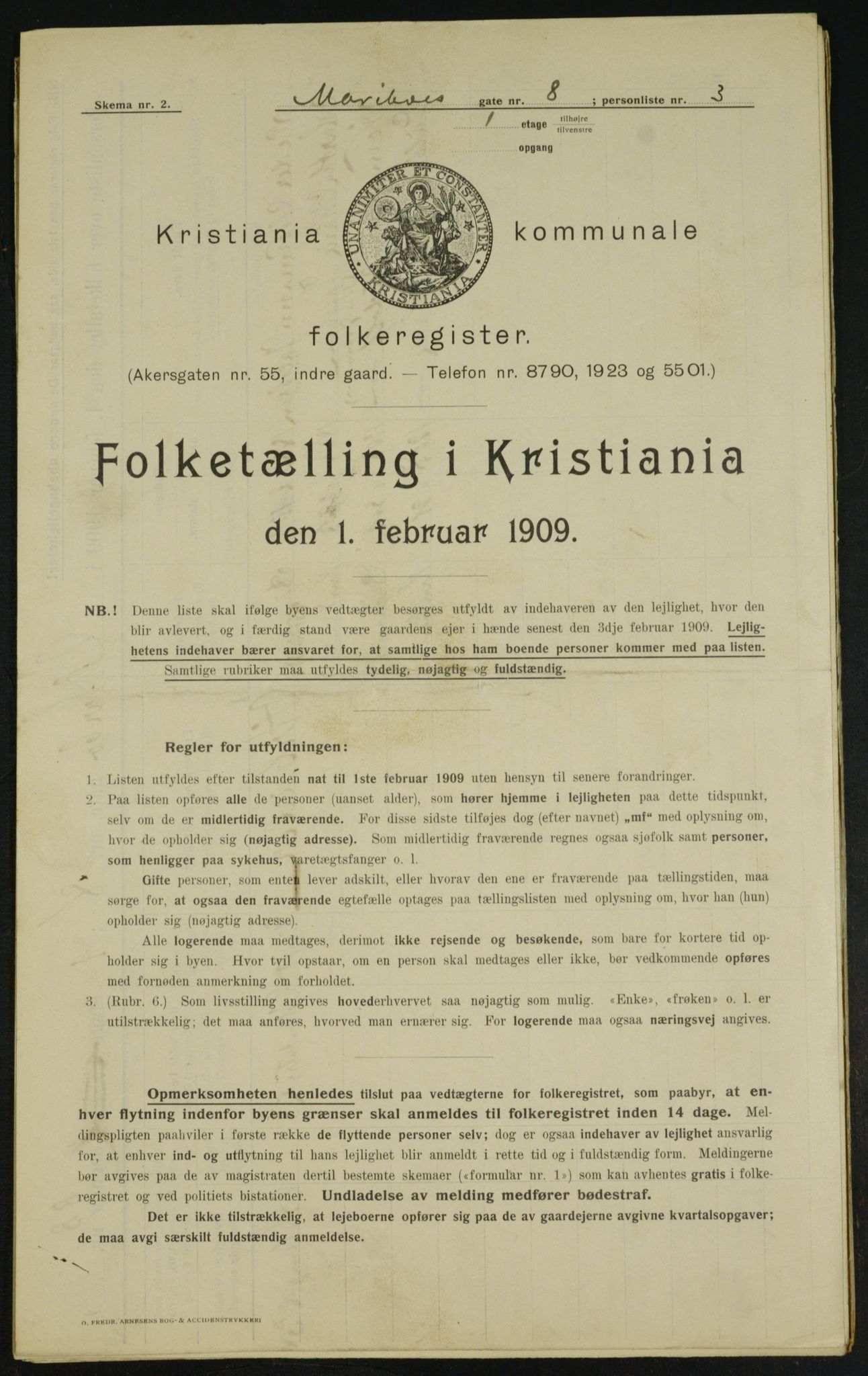 OBA, Municipal Census 1909 for Kristiania, 1909, p. 54962