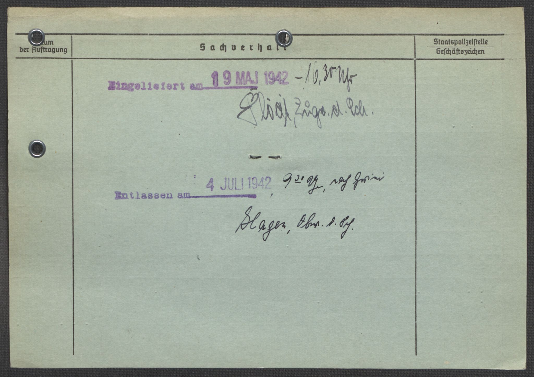 Befehlshaber der Sicherheitspolizei und des SD, AV/RA-RAFA-5969/E/Ea/Eaa/L0006: Register over norske fanger i Møllergata 19: Kj-Lund, 1940-1945, p. 1196