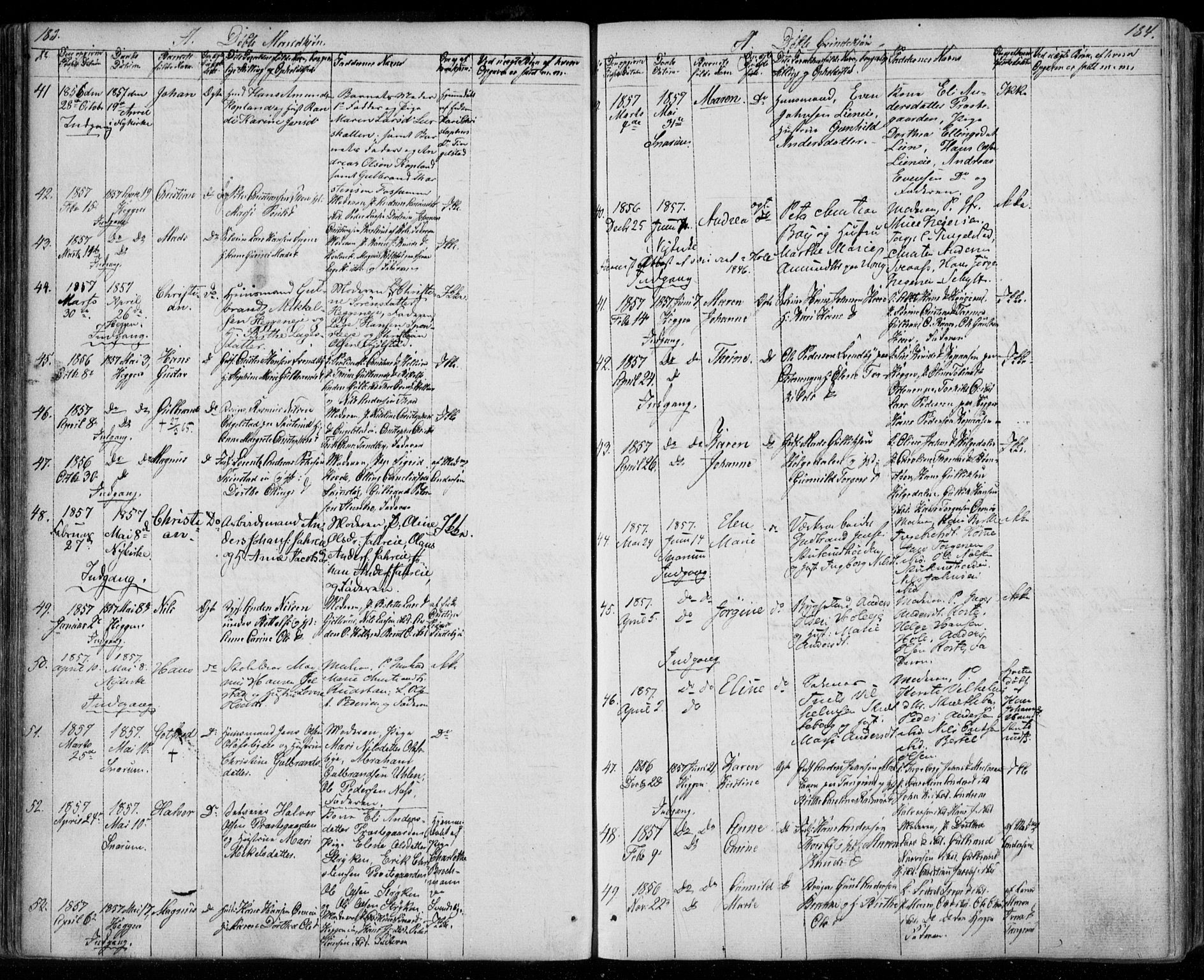 Modum kirkebøker, SAKO/A-234/F/Fa/L0008: Parish register (official) no. 8, 1851-1859, p. 183-184