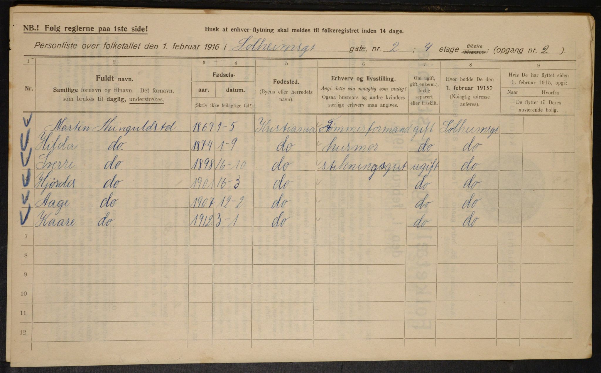 OBA, Municipal Census 1916 for Kristiania, 1916, p. 102022