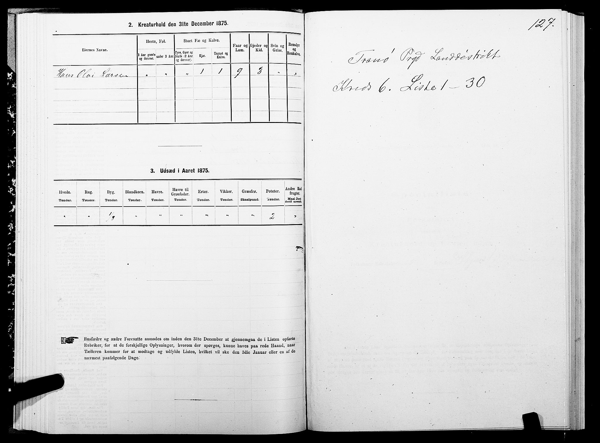 SATØ, 1875 census for 1927P Tranøy, 1875, p. 3127