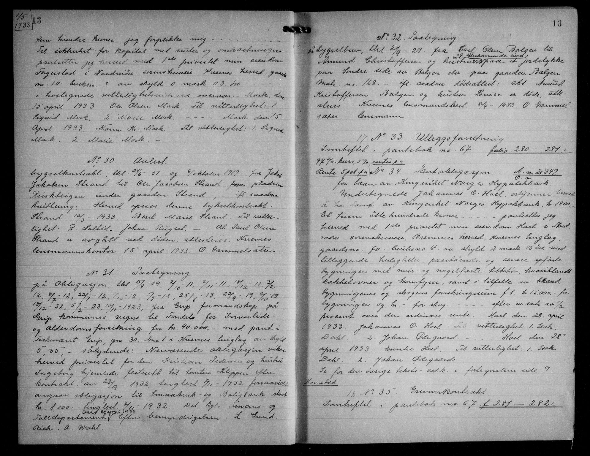 Nordmøre sorenskriveri, AV/SAT-A-4132/1/2/2Ca/L0078: Mortgage book no. 68, 1933-1934, Deed date: 01.05.1933