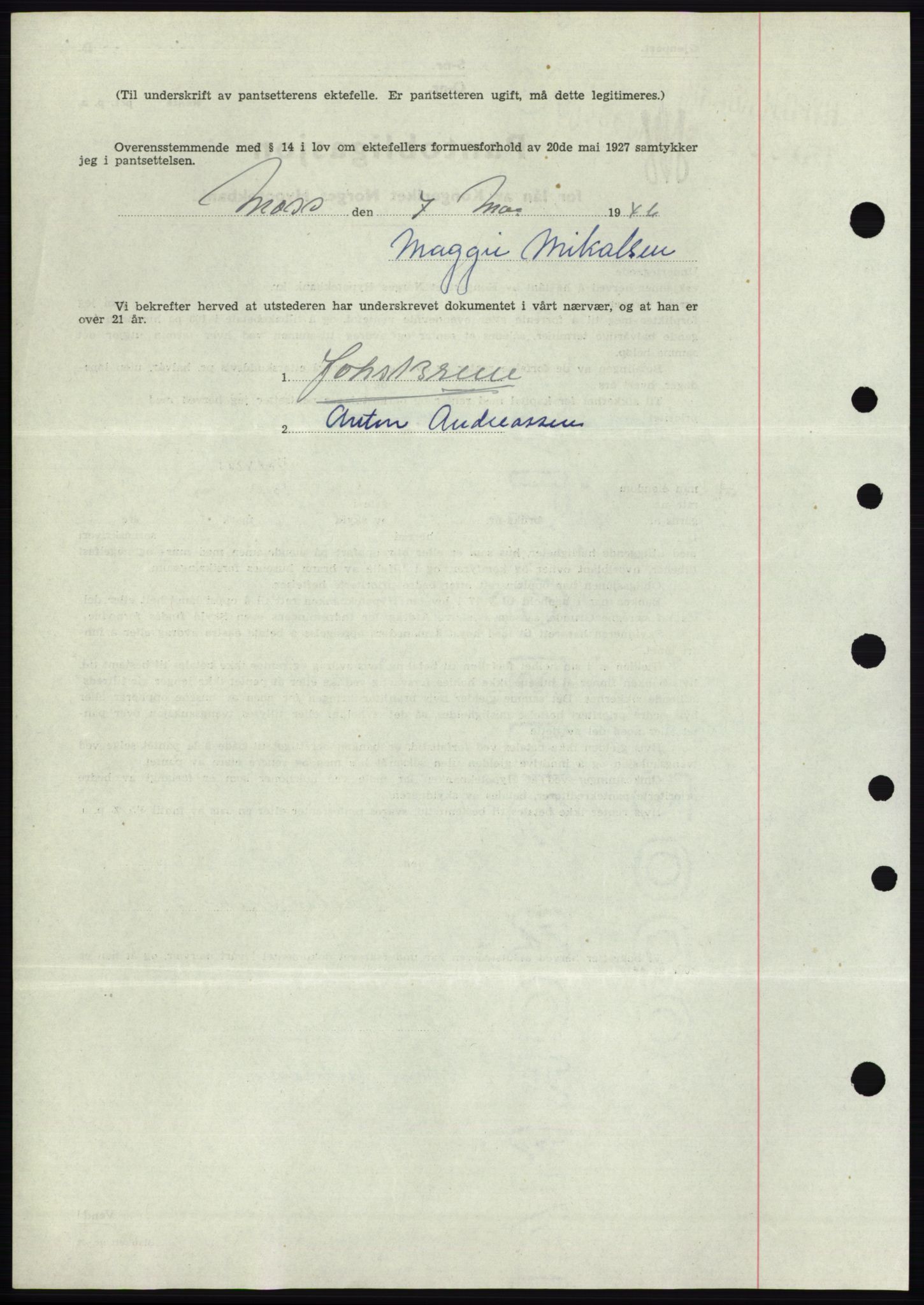 Moss sorenskriveri, SAO/A-10168: Mortgage book no. B15, 1946-1946, Diary no: : 960/1946