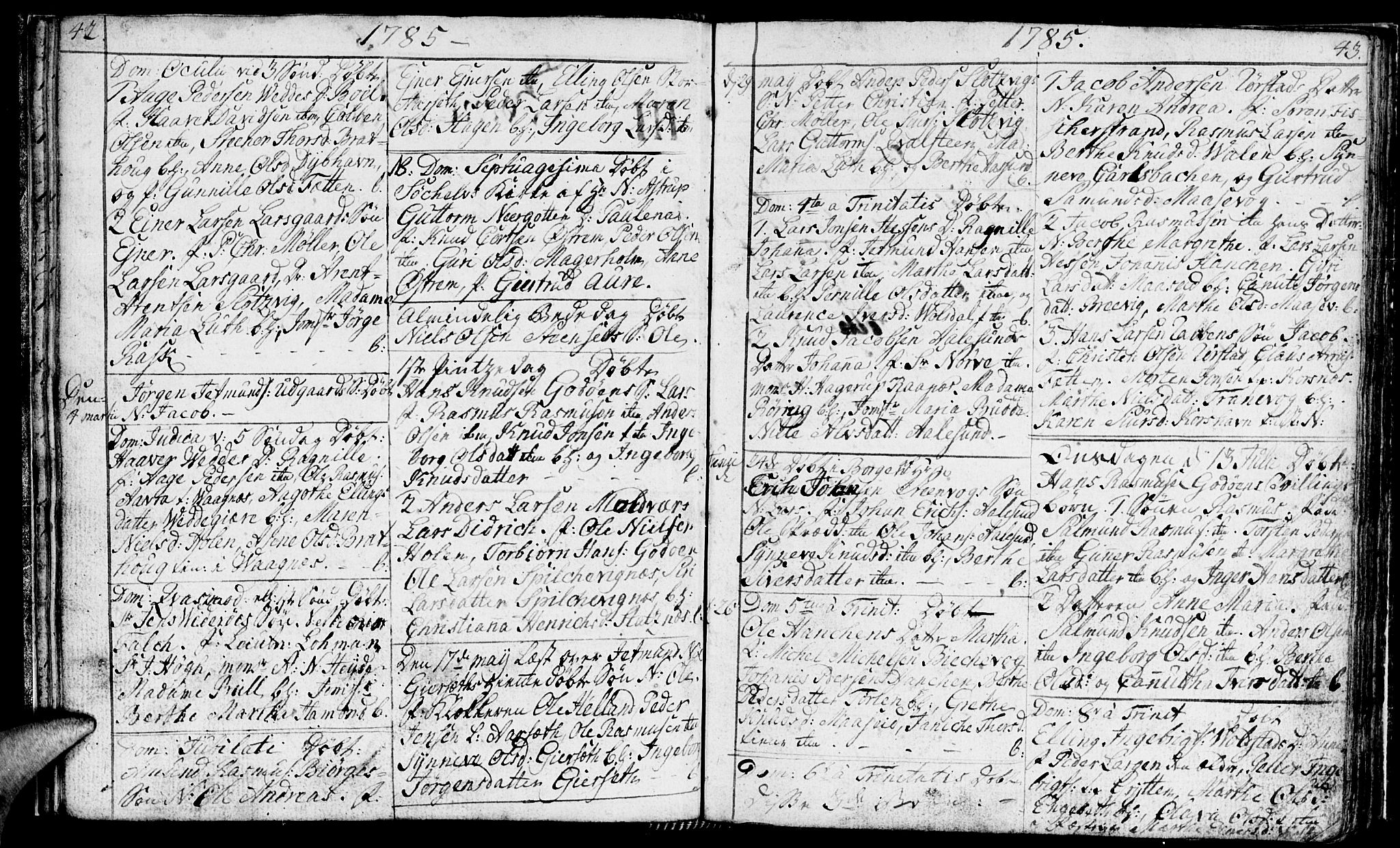 Ministerialprotokoller, klokkerbøker og fødselsregistre - Møre og Romsdal, AV/SAT-A-1454/528/L0421: Parish register (copy) no. 528C02, 1785-1800, p. 42-43