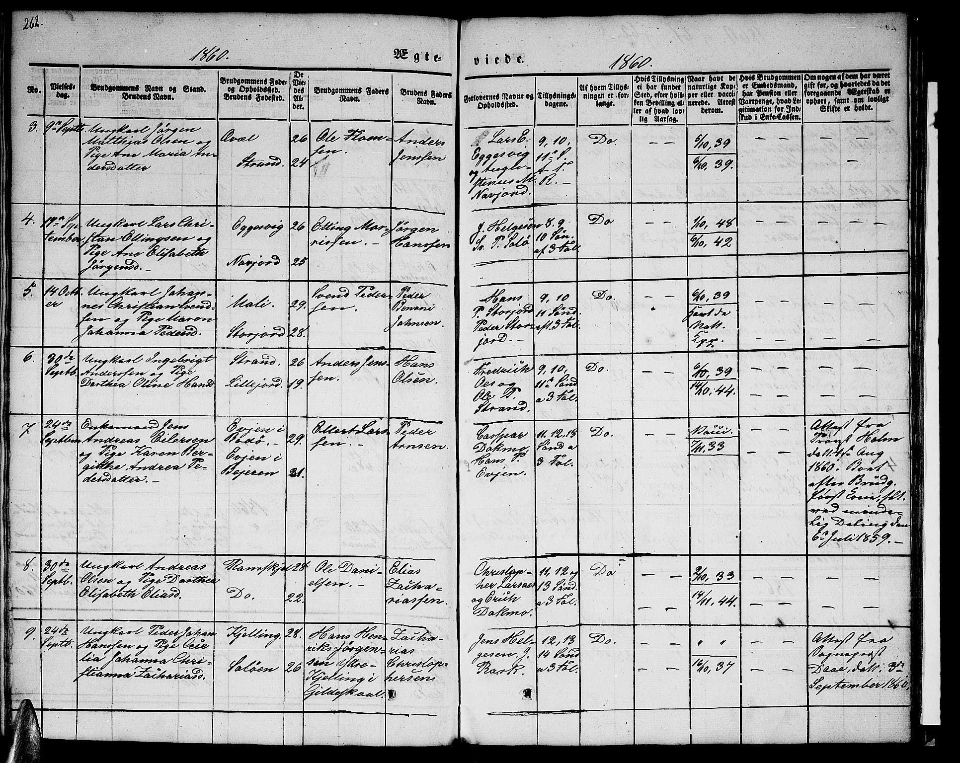 Ministerialprotokoller, klokkerbøker og fødselsregistre - Nordland, AV/SAT-A-1459/846/L0652: Parish register (copy) no. 846C02, 1841-1871, p. 262