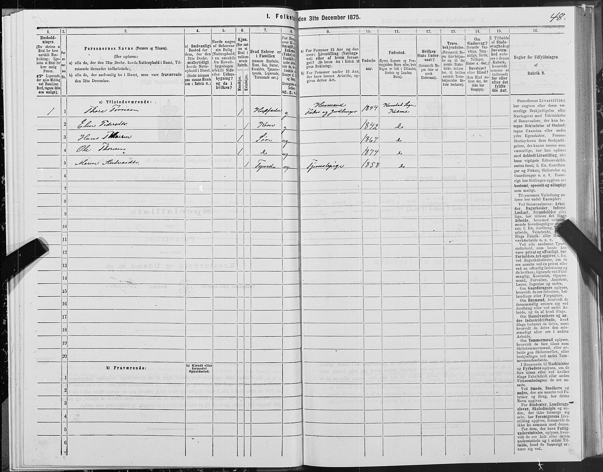 SAT, 1875 census for 1553P Kvernes, 1875, p. 3048