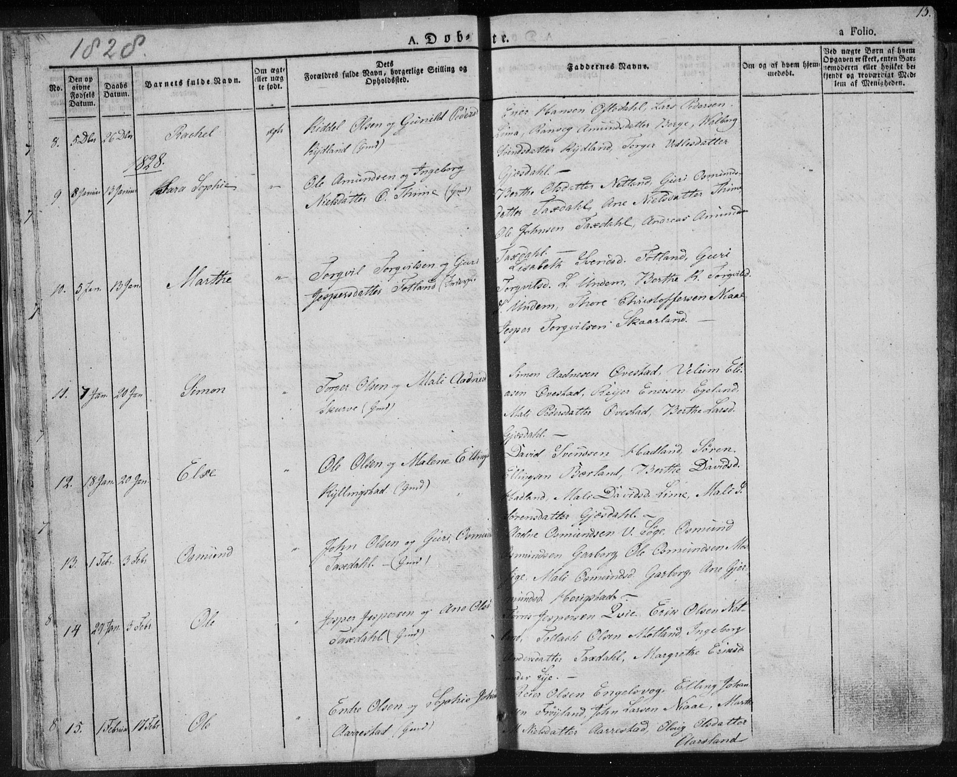 Lye sokneprestkontor, AV/SAST-A-101794/001/30BA/L0004: Parish register (official) no. A 4, 1826-1841, p. 15