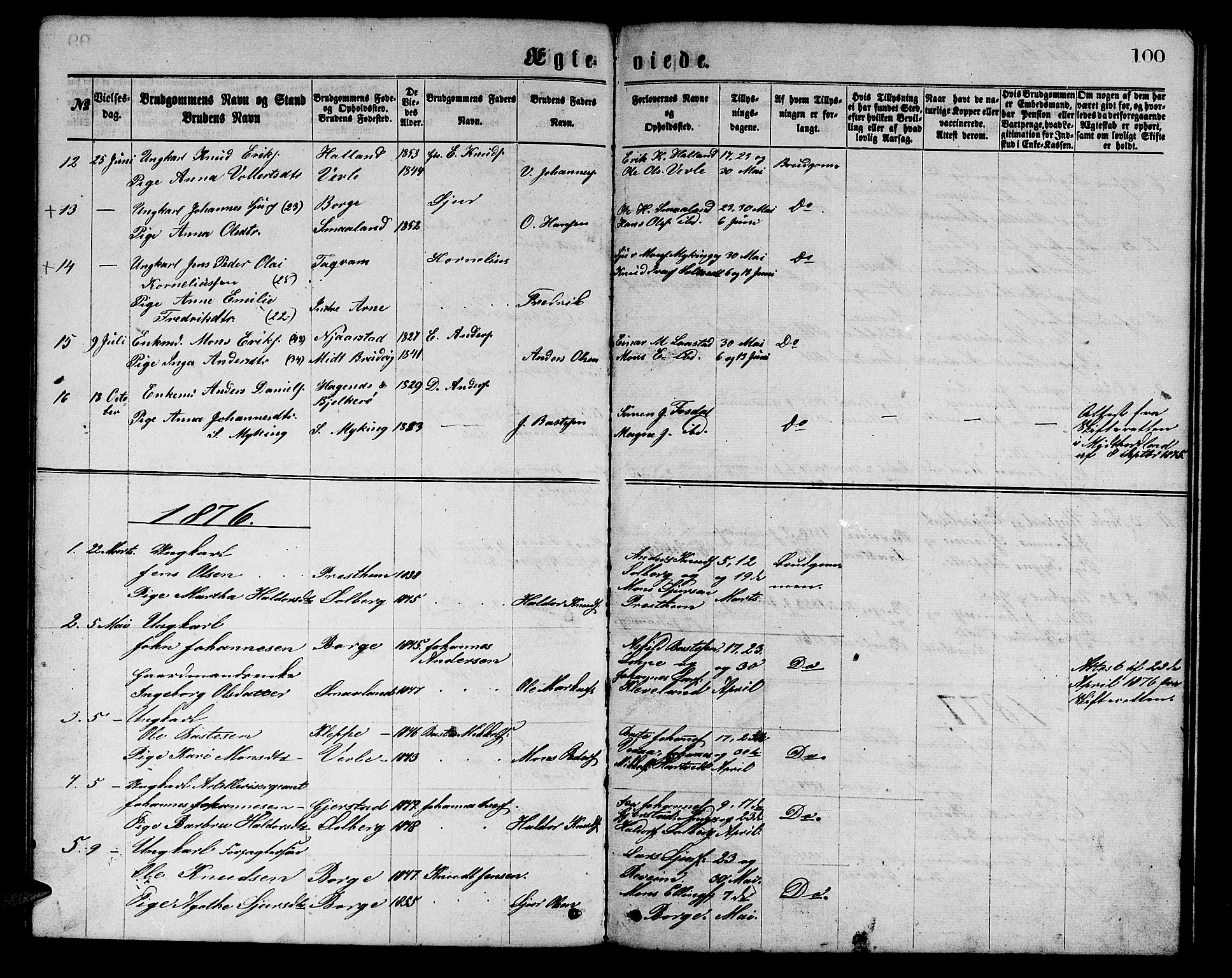 Haus sokneprestembete, SAB/A-75601/H/Hab: Parish register (copy) no. C 1, 1869-1878, p. 100