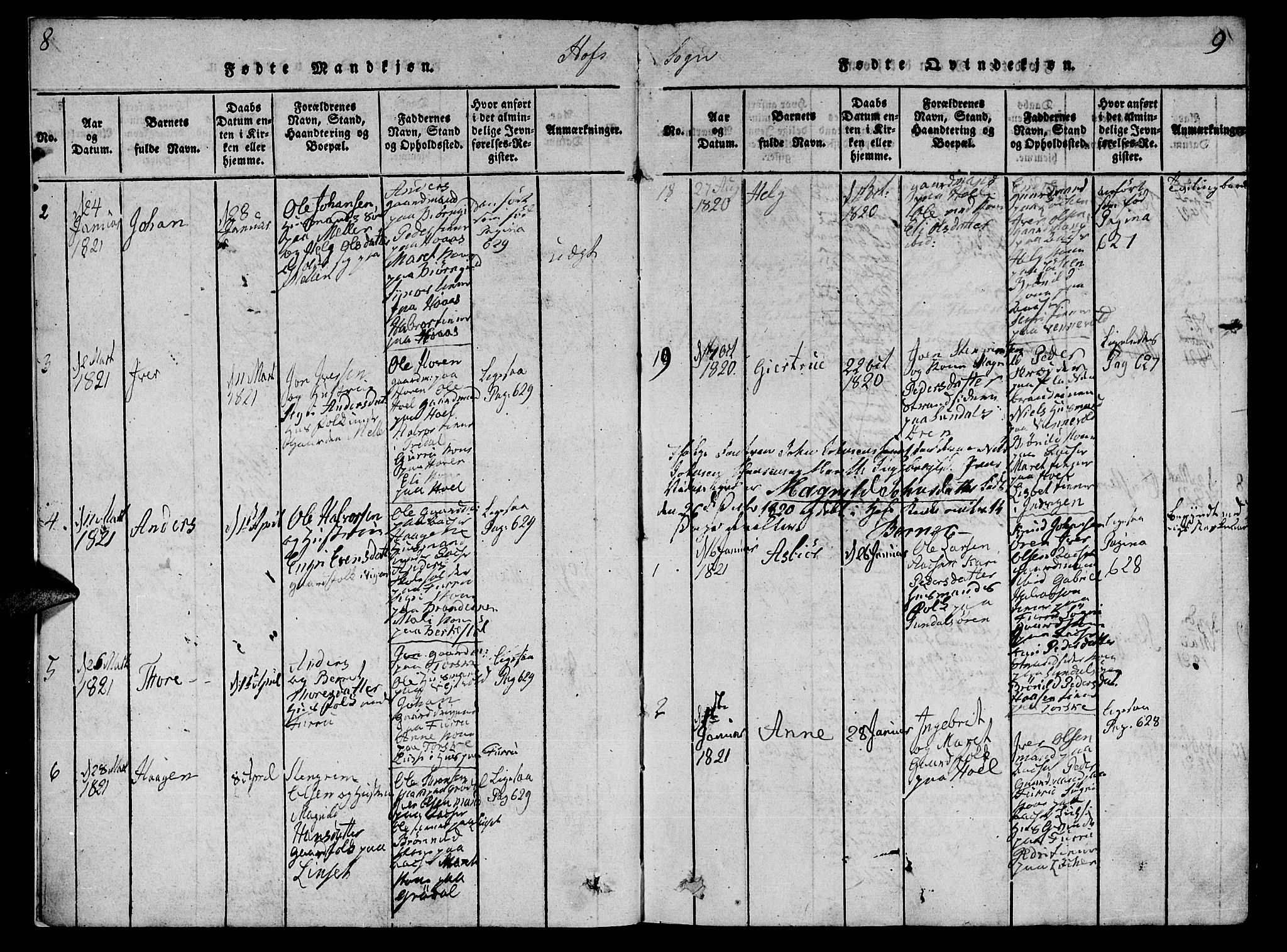 Ministerialprotokoller, klokkerbøker og fødselsregistre - Møre og Romsdal, SAT/A-1454/590/L1009: Parish register (official) no. 590A03 /1, 1819-1832, p. 8-9