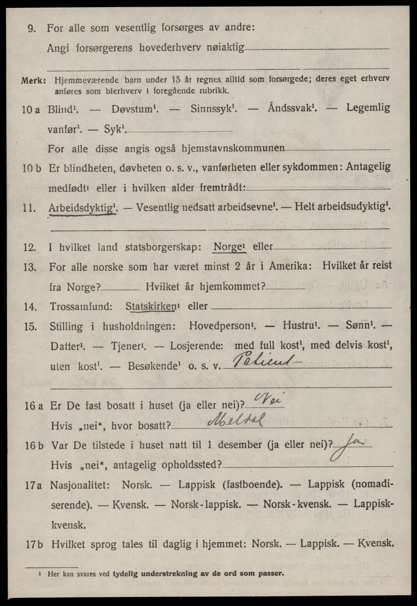 SAT, 1920 census for Meldal, 1920, p. 5886