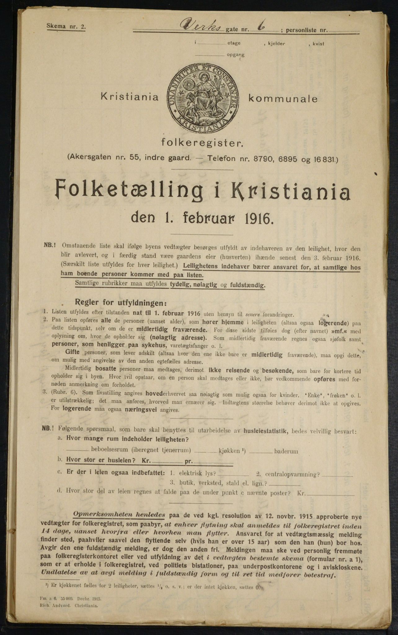 OBA, Municipal Census 1916 for Kristiania, 1916, p. 125710