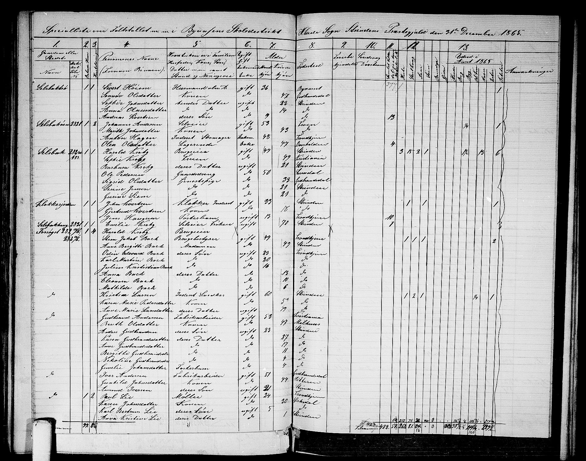 RA, 1865 census for Strinda, 1865, p. 155