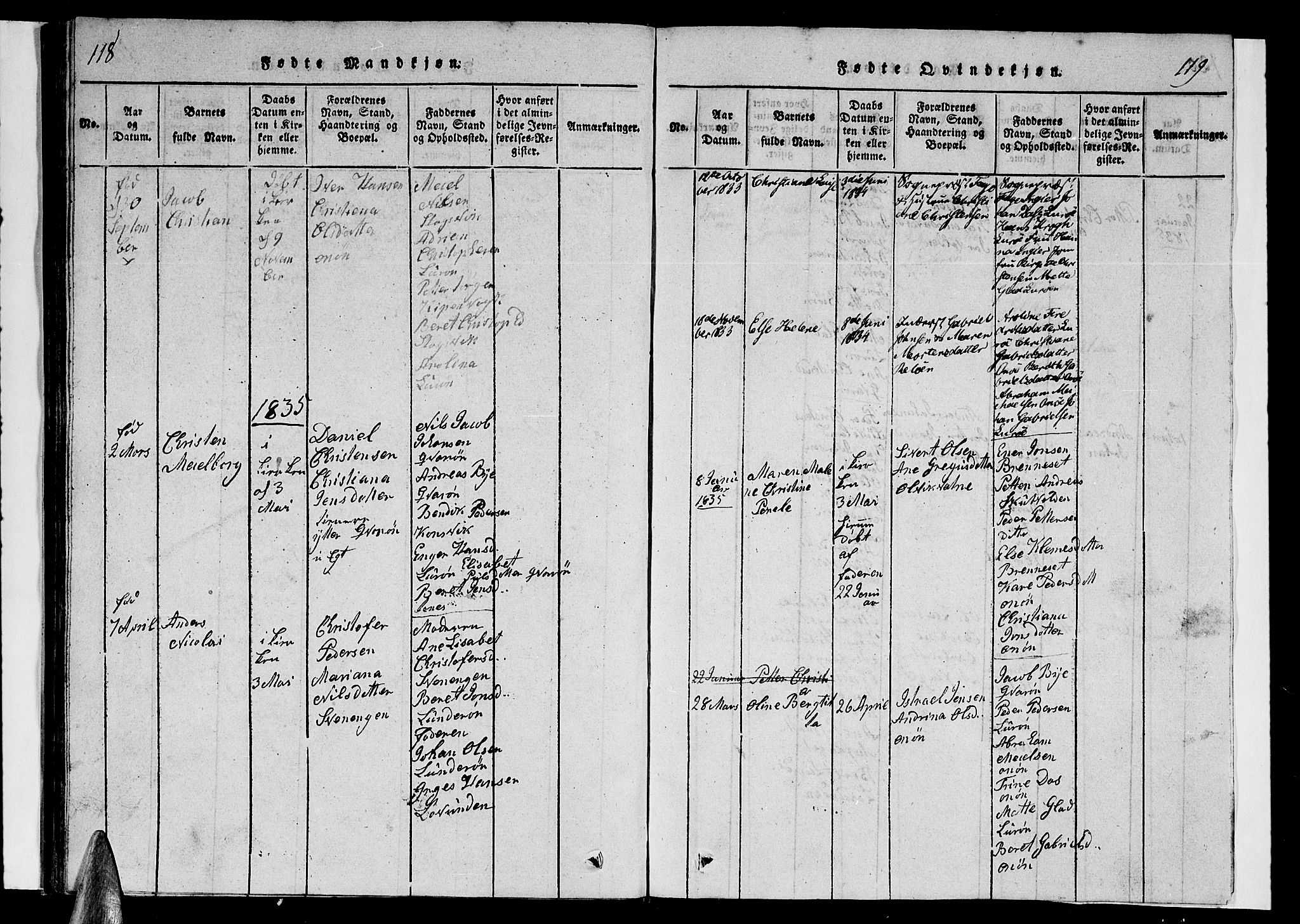 Ministerialprotokoller, klokkerbøker og fødselsregistre - Nordland, SAT/A-1459/839/L0571: Parish register (copy) no. 839C01, 1820-1840, p. 118-119