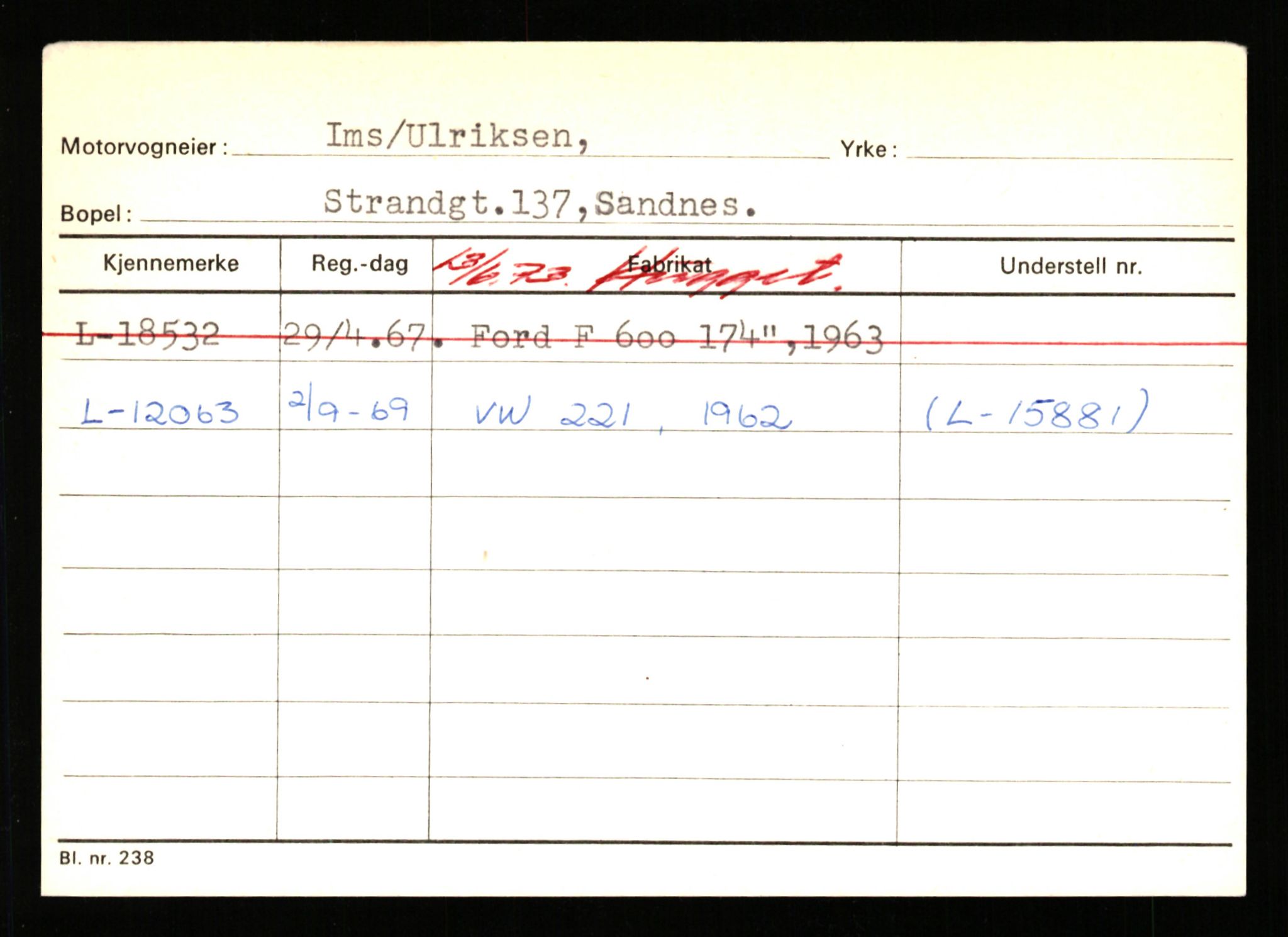 Stavanger trafikkstasjon, SAST/A-101942/0/H/L0017: Høymark - Isaksen, 1930-1971, p. 1956