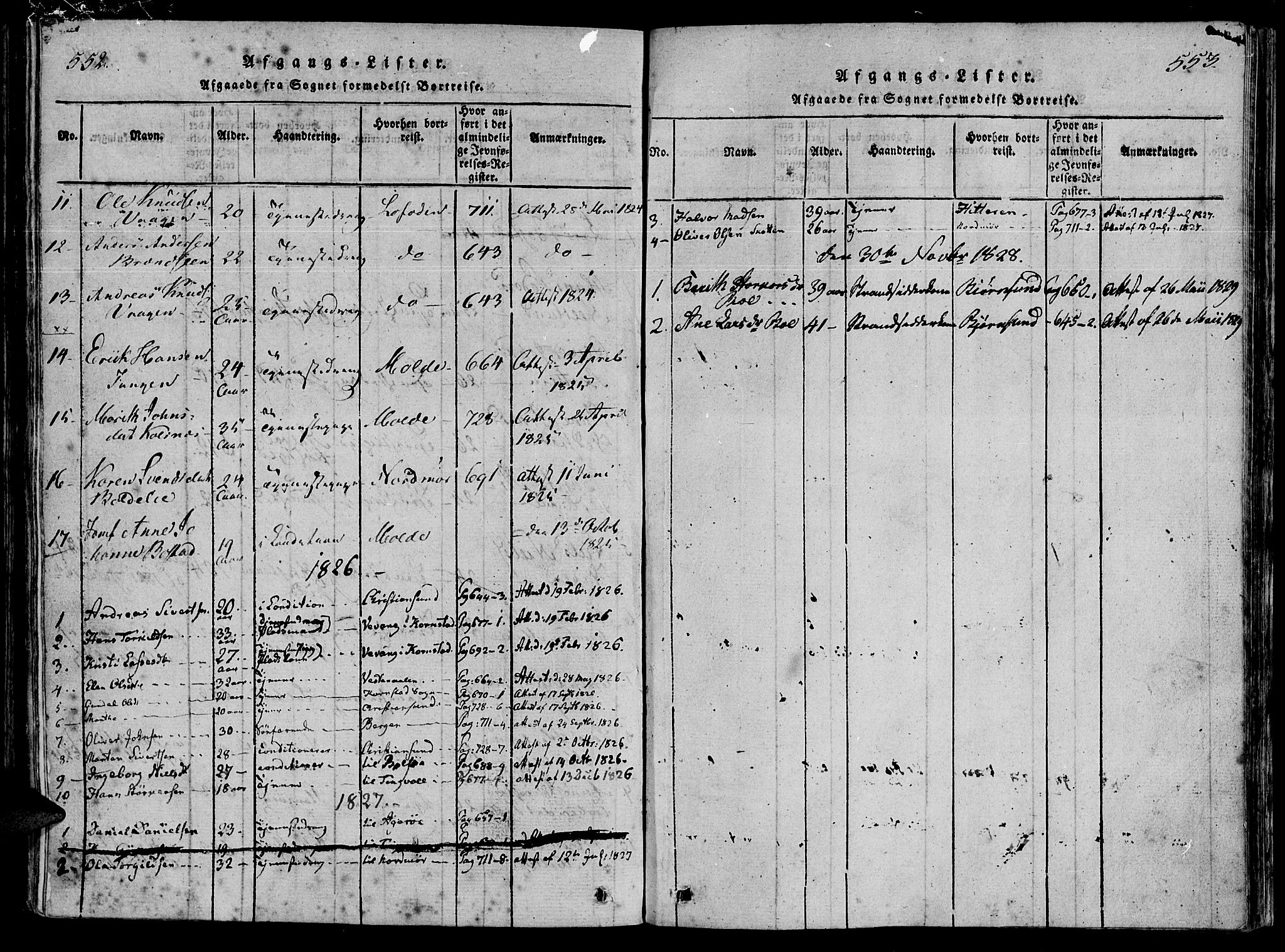 Ministerialprotokoller, klokkerbøker og fødselsregistre - Møre og Romsdal, AV/SAT-A-1454/566/L0763: Parish register (official) no. 566A03 /1, 1817-1829, p. 552-553