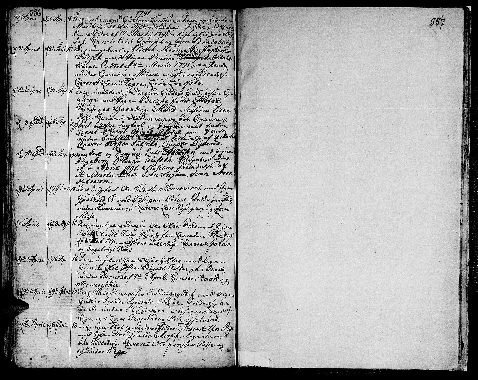 Ministerialprotokoller, klokkerbøker og fødselsregistre - Nord-Trøndelag, AV/SAT-A-1458/709/L0059: Parish register (official) no. 709A06, 1781-1797, p. 556-557