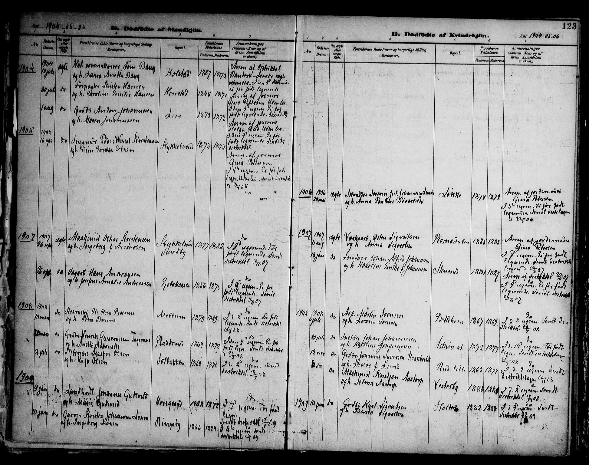 Askim prestekontor Kirkebøker, AV/SAO-A-10900/F/Fa/L0008: Parish register (official) no. 8, 1898-1912, p. 123