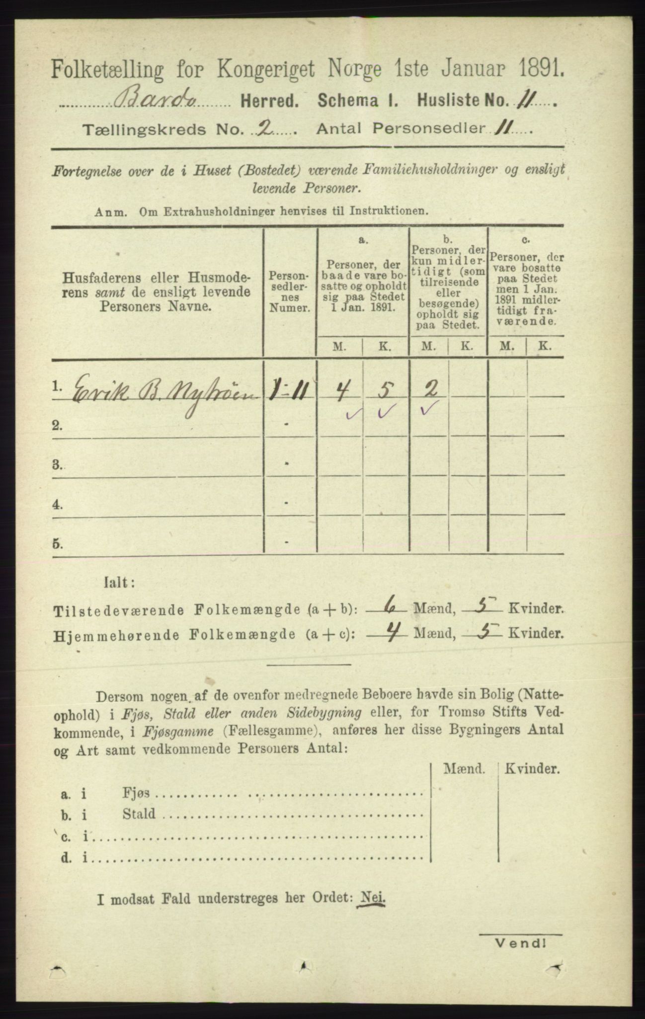 RA, 1891 census for 1922 Bardu, 1891, p. 443