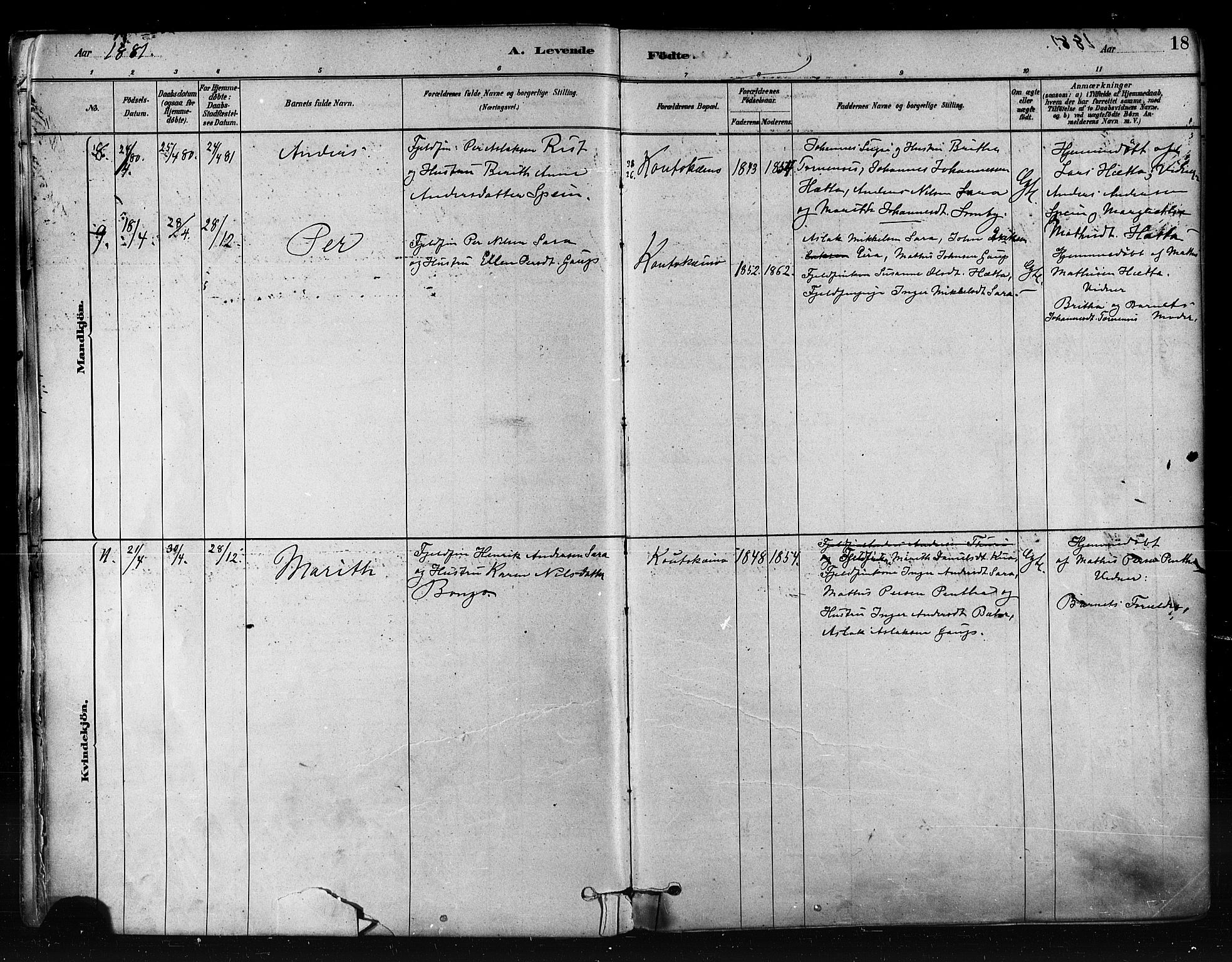 Kautokeino sokneprestembete, AV/SATØ-S-1340/H/Ha/L0004.kirke: Parish register (official) no. 4, 1877-1896, p. 18