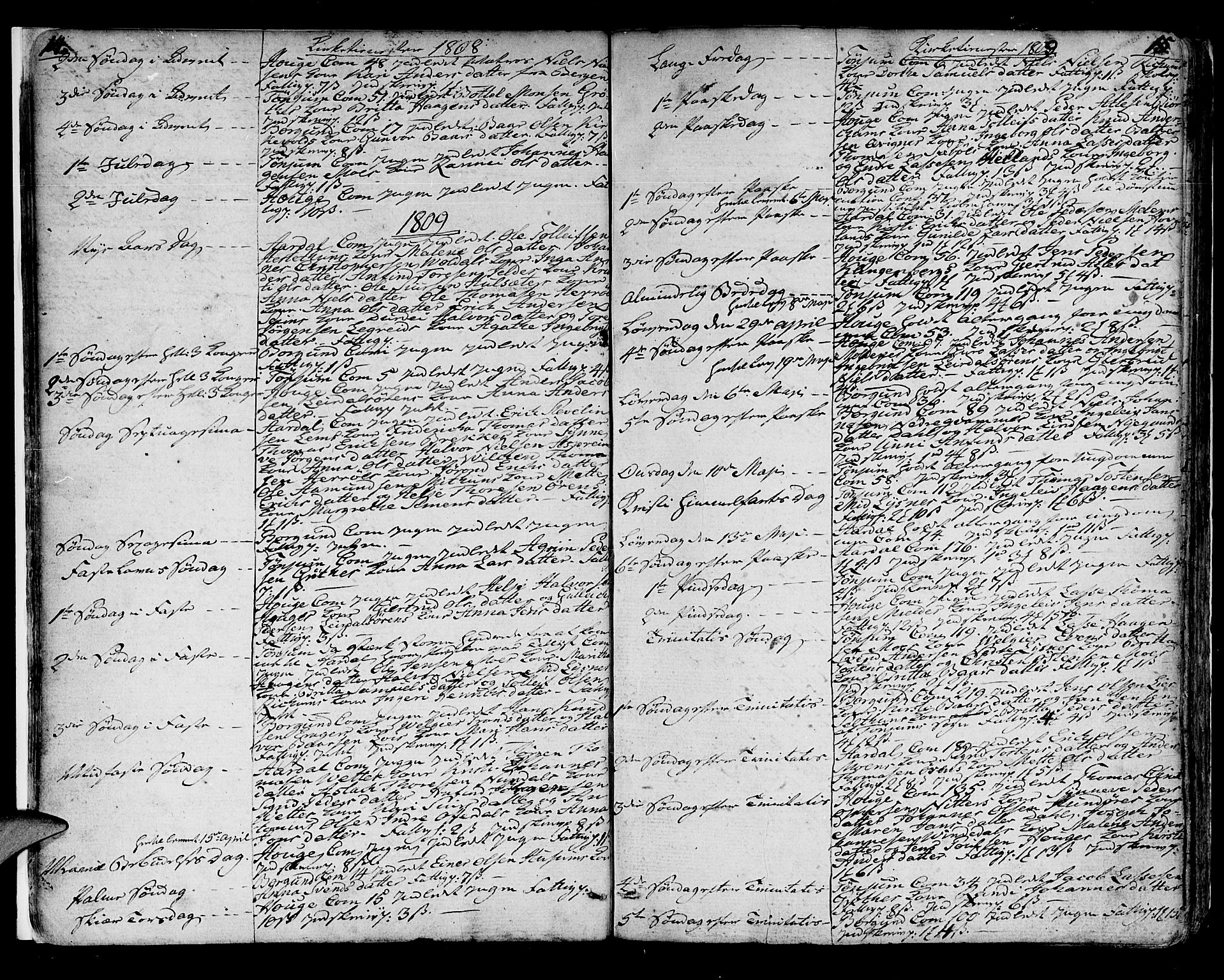 Lærdal sokneprestembete, AV/SAB-A-81201: Parish register (official) no. A 4, 1805-1821, p. 14-15