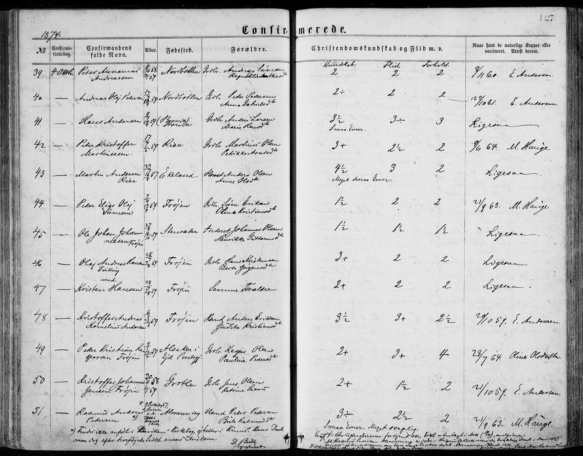 Bremanger sokneprestembete, AV/SAB-A-82201/H/Haa/Haaa/L0001: Parish register (official) no. A  1, 1864-1883, p. 127