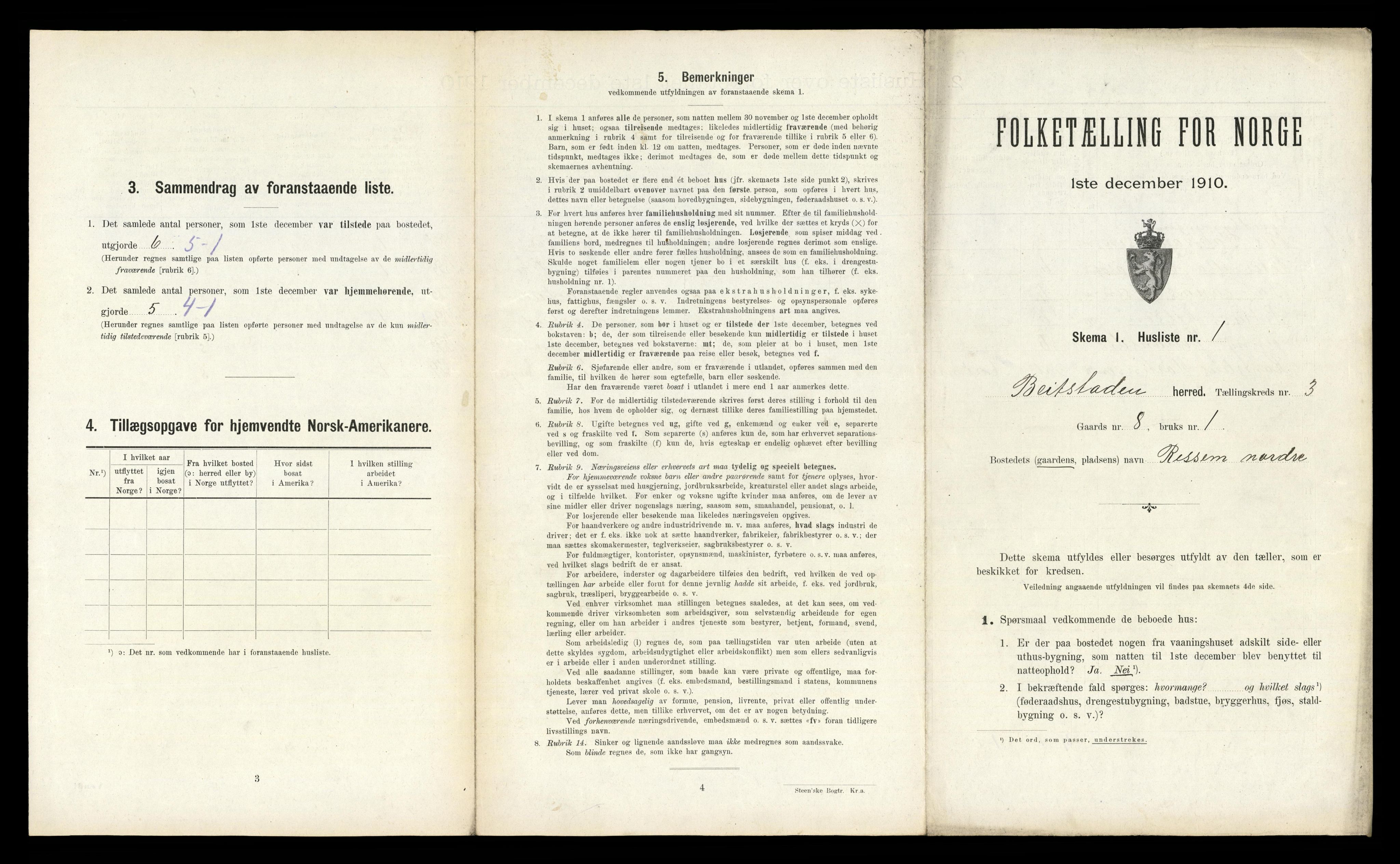 RA, 1910 census for Beitstad, 1910, p. 209