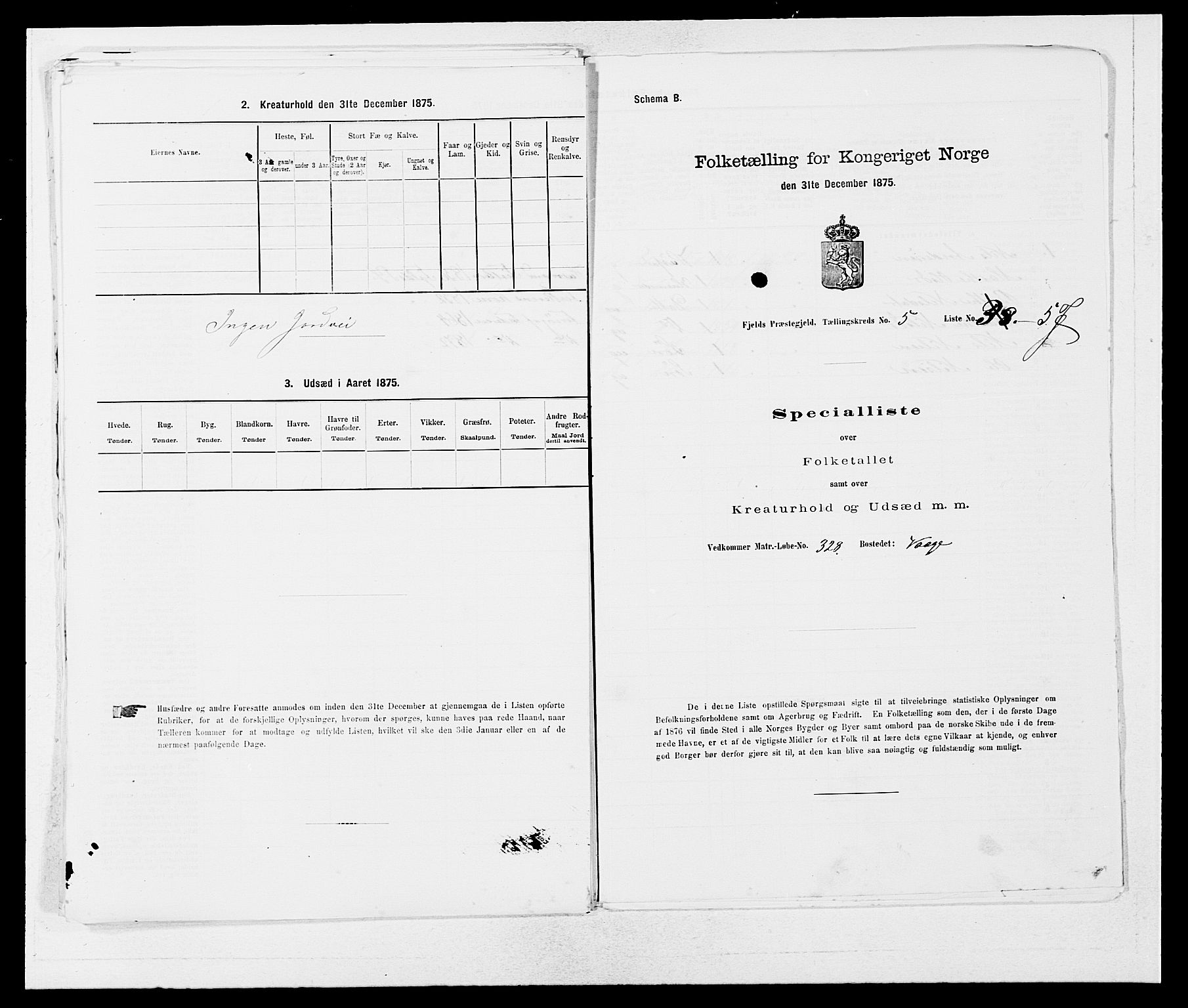 SAB, 1875 census for 1246P Fjell, 1875, p. 718