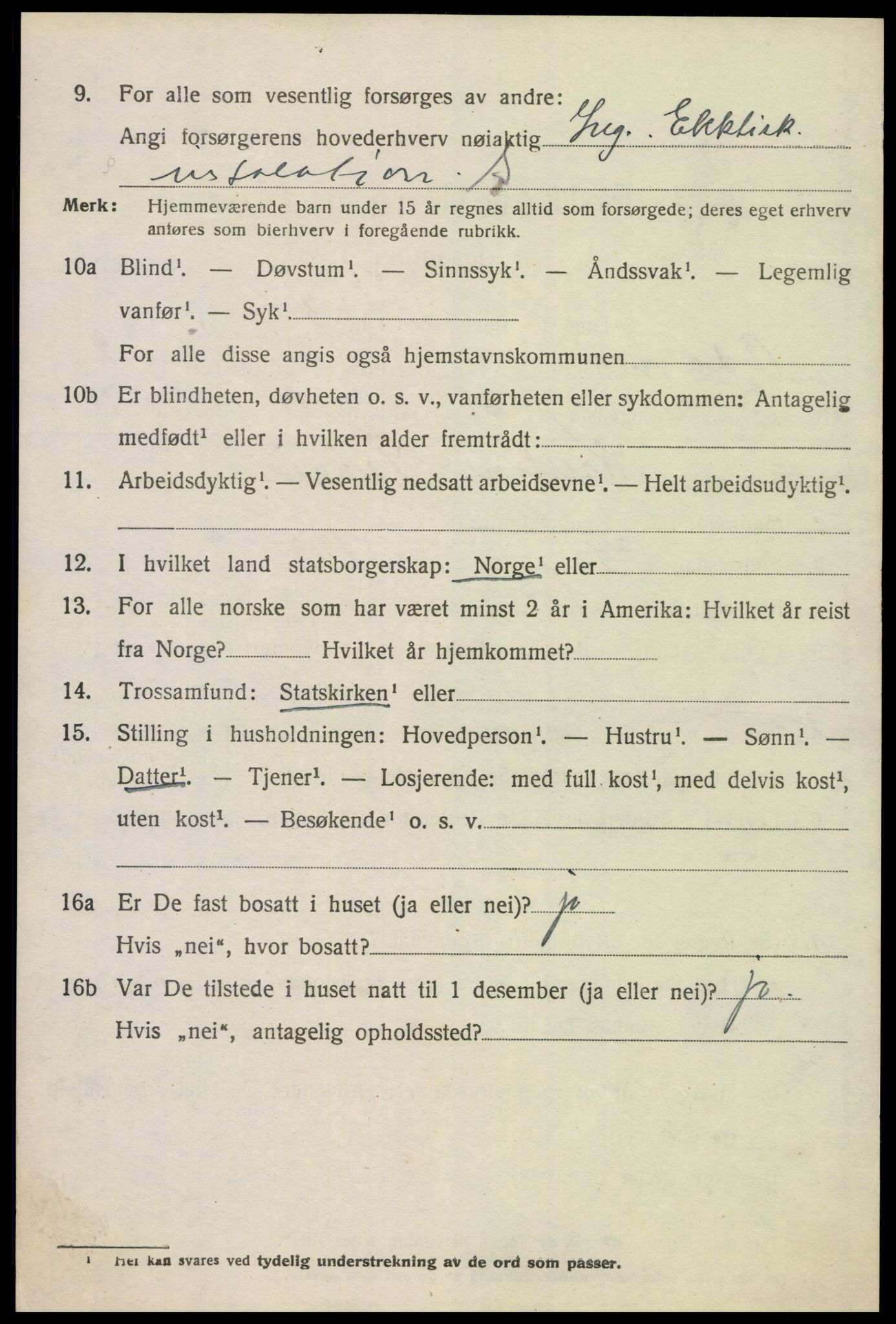 SAK, 1920 census for Oddernes, 1920, p. 6030