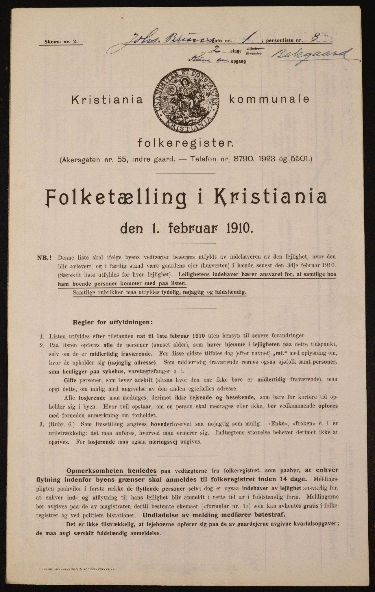 OBA, Municipal Census 1910 for Kristiania, 1910, p. 45697