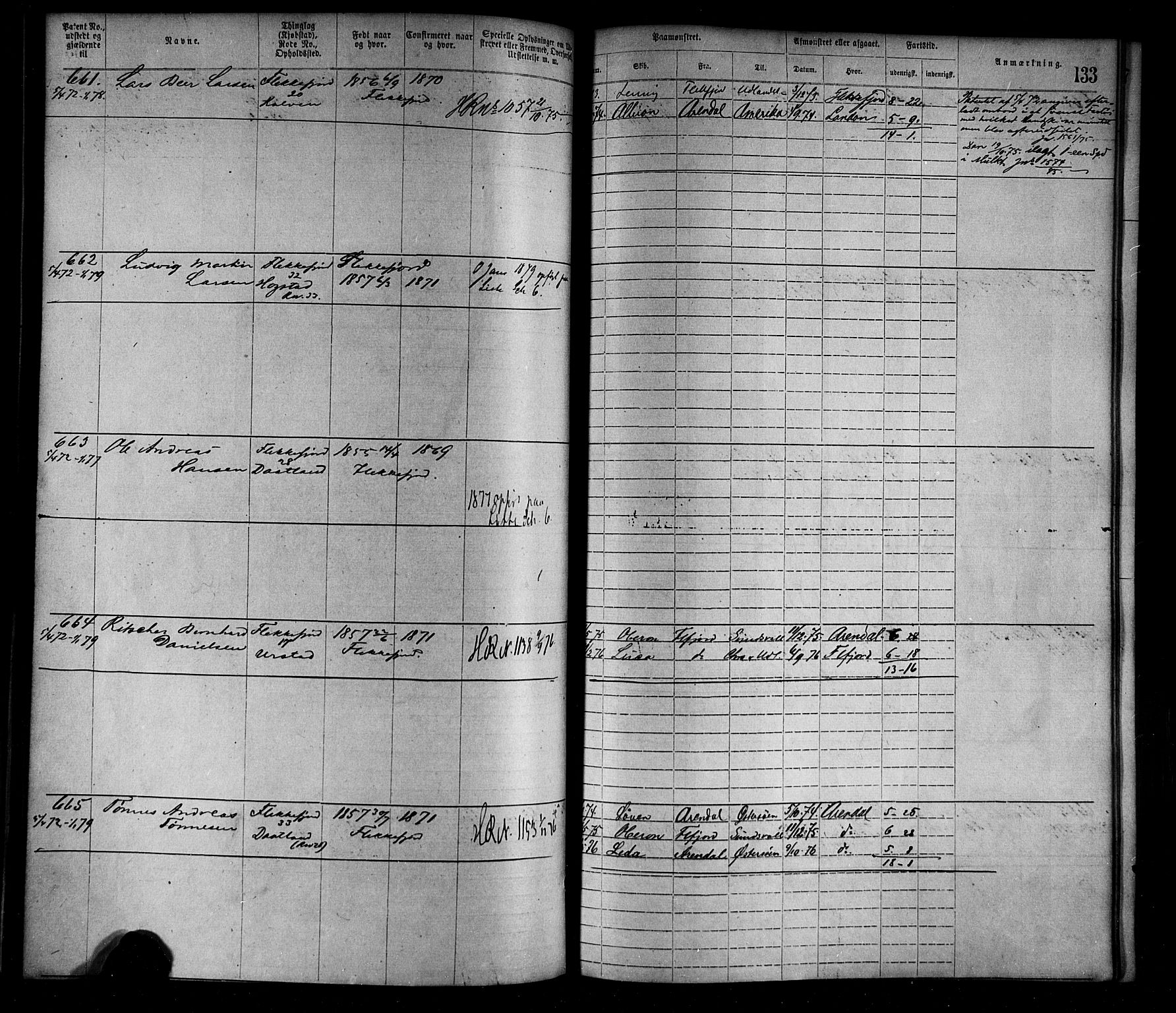 Flekkefjord mønstringskrets, AV/SAK-2031-0018/F/Fa/L0002: Annotasjonsrulle nr 1-1920 med register, N-2, 1870-1891, p. 157