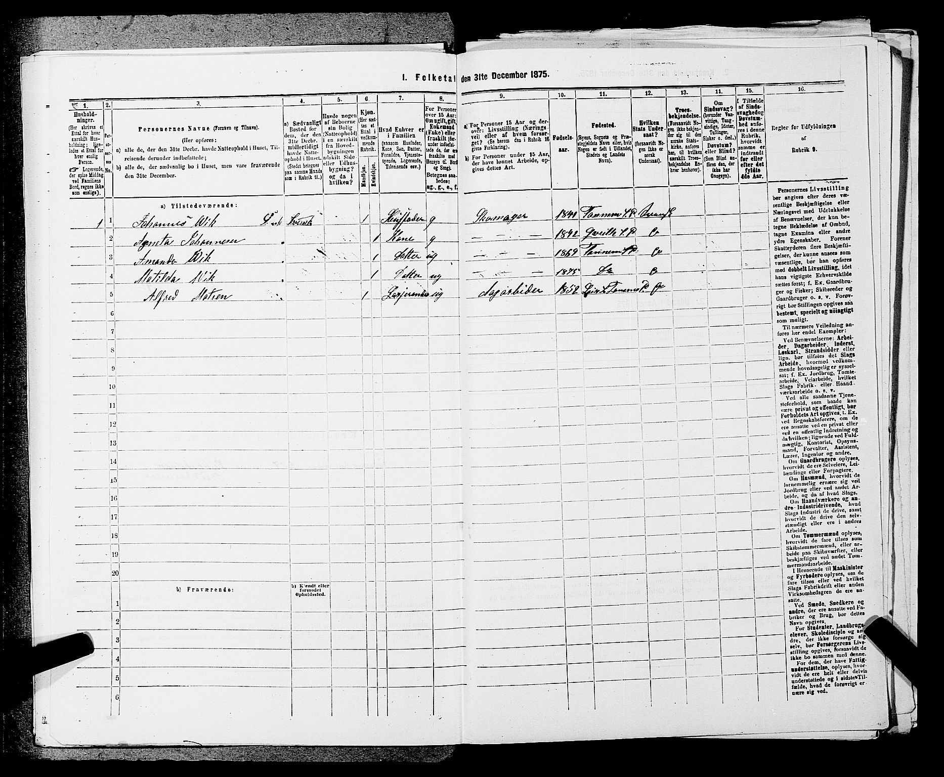 SAKO, 1875 census for 0816P Sannidal, 1875, p. 1999