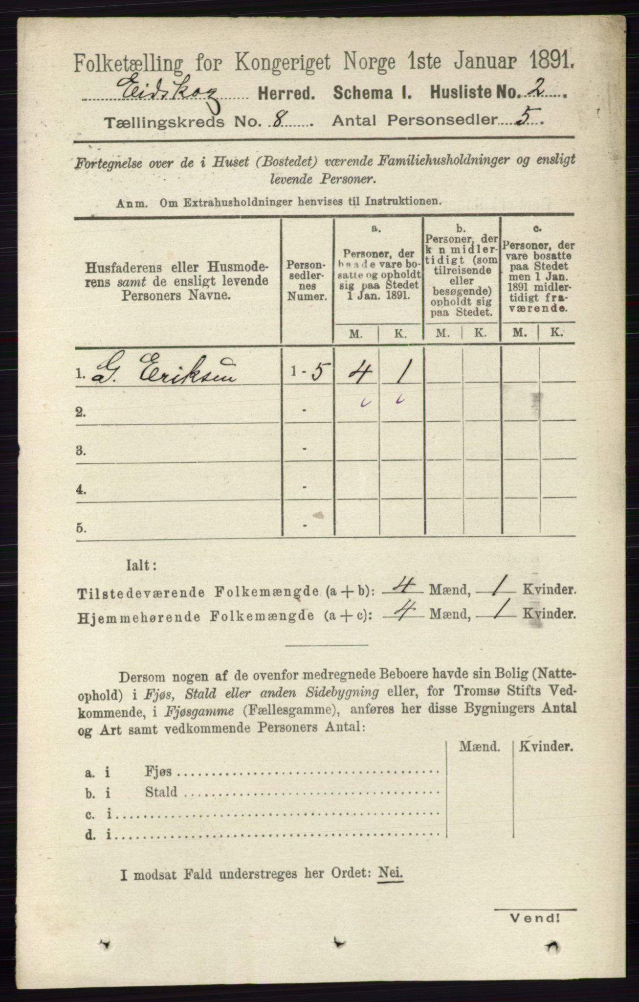 RA, 1891 census for 0420 Eidskog, 1891, p. 4422