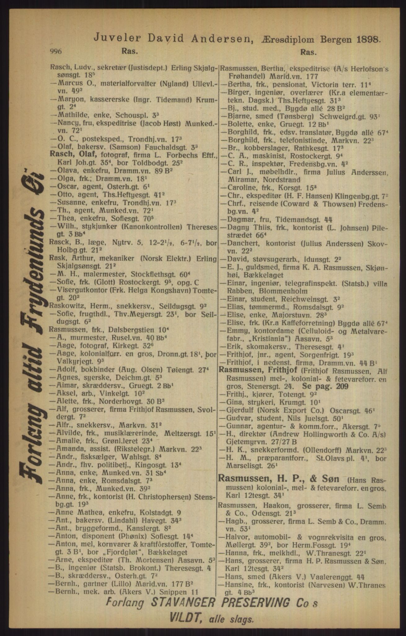 Kristiania/Oslo adressebok, PUBL/-, 1915, p. 996