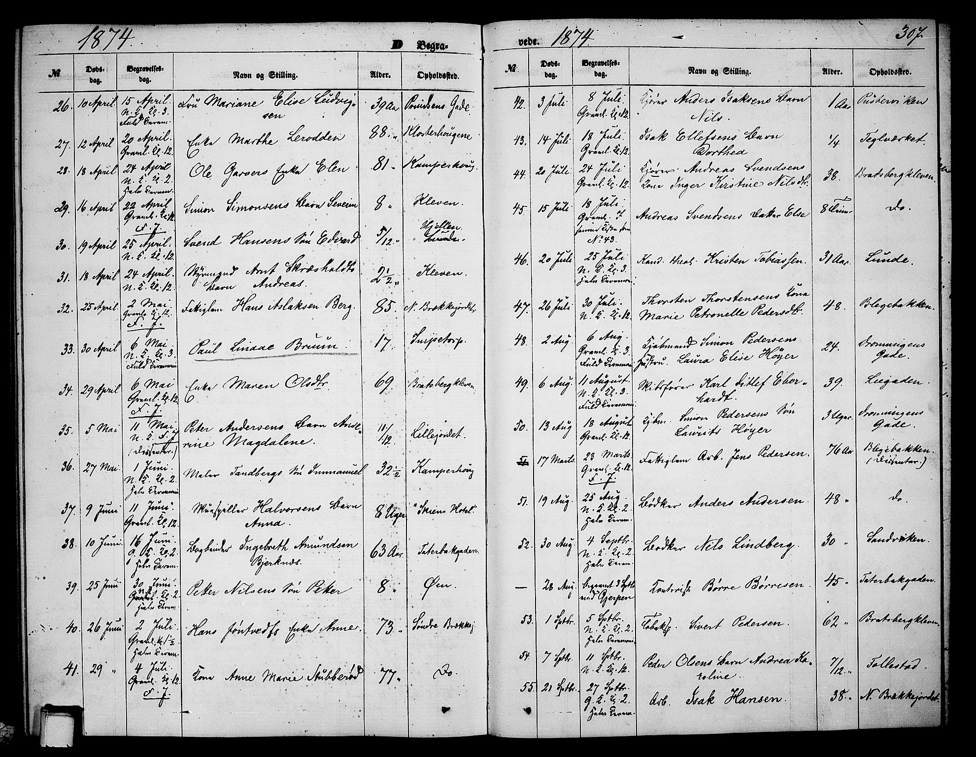 Skien kirkebøker, AV/SAKO-A-302/G/Ga/L0005: Parish register (copy) no. 5, 1868-1880, p. 307