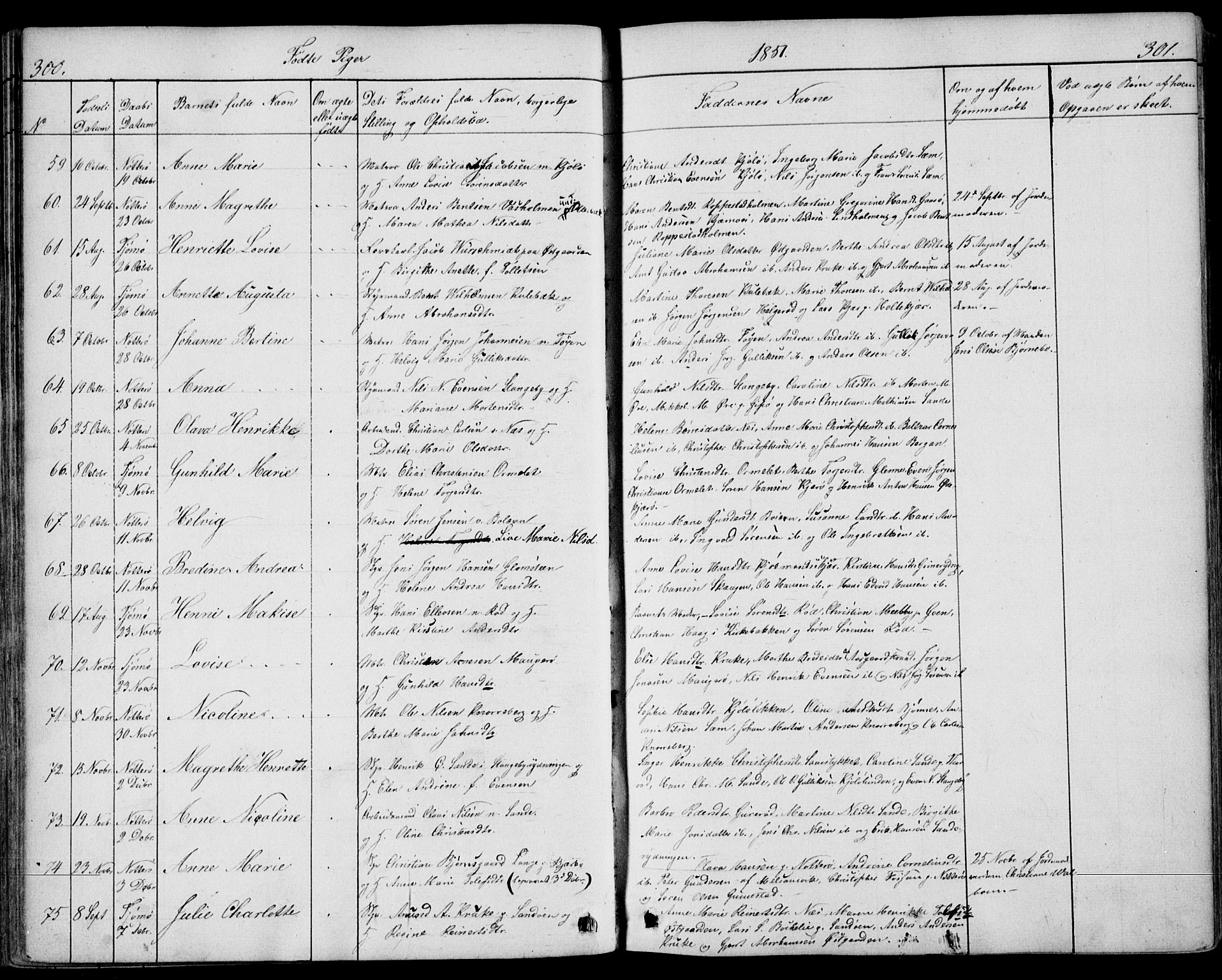 Nøtterøy kirkebøker, AV/SAKO-A-354/F/Fa/L0005: Parish register (official) no. I 5, 1839-1852, p. 300-301