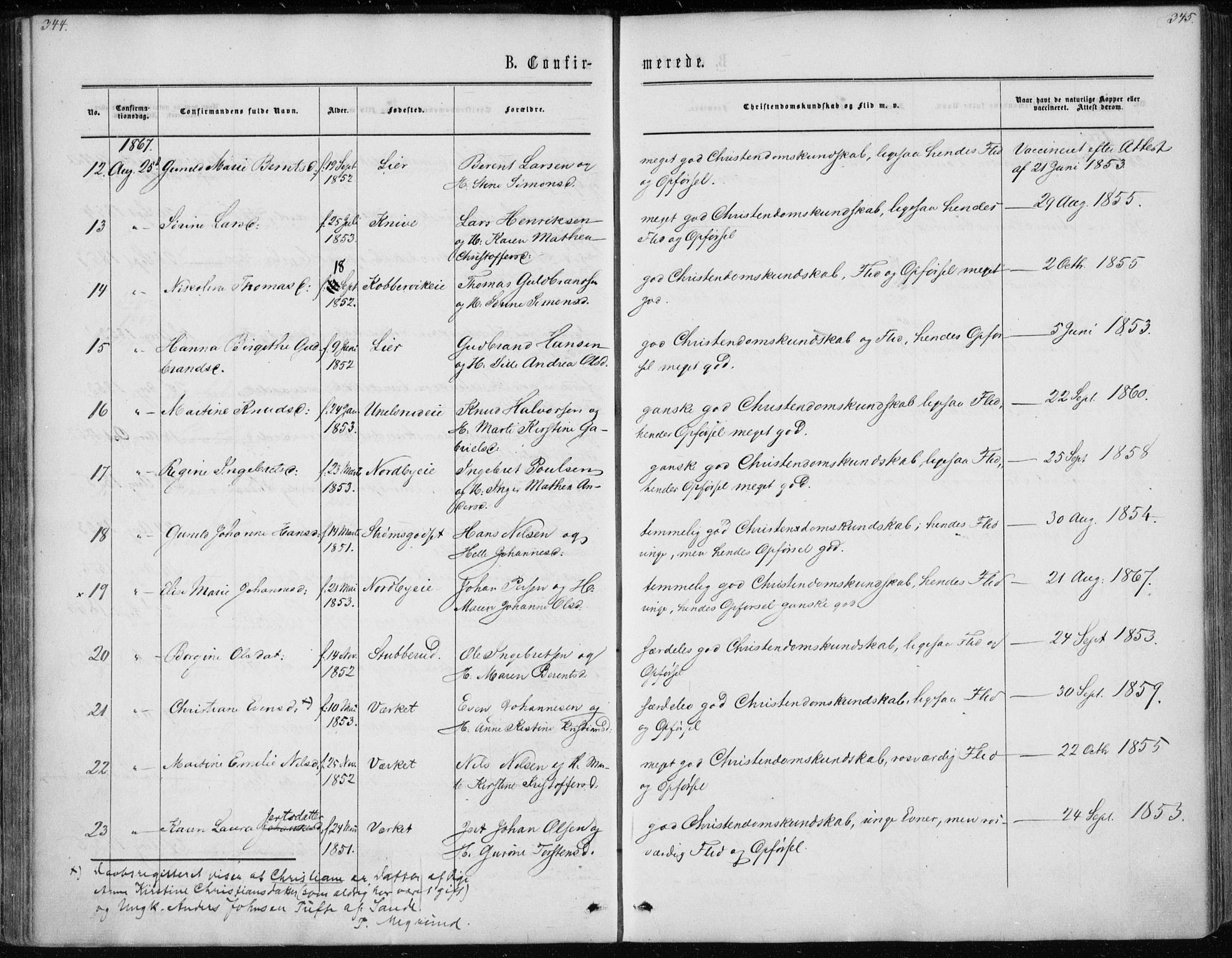 Skoger kirkebøker, AV/SAKO-A-59/F/Fa/L0004: Parish register (official) no. I 4, 1862-1872, p. 344-345