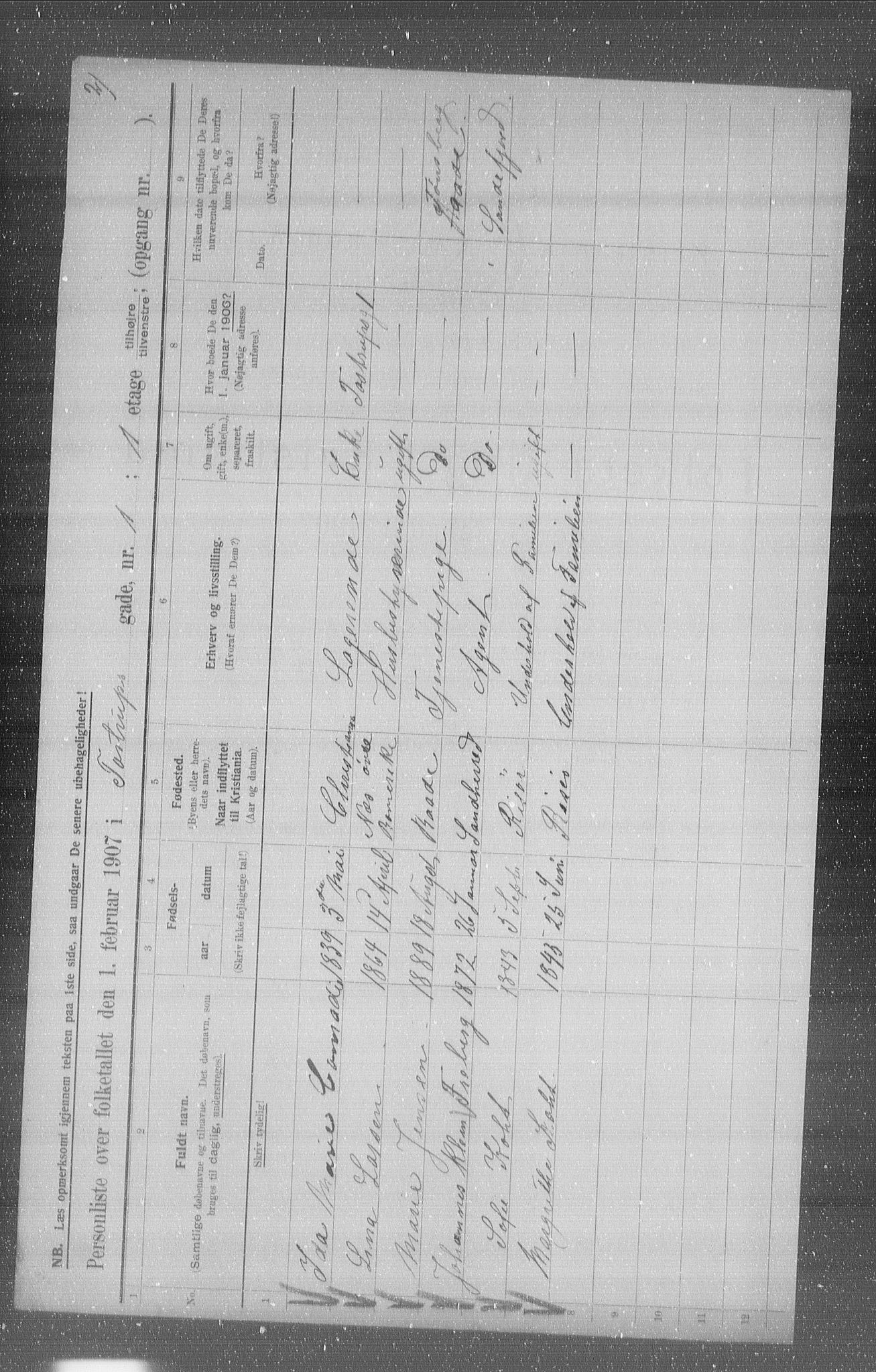 OBA, Municipal Census 1907 for Kristiania, 1907, p. 58593